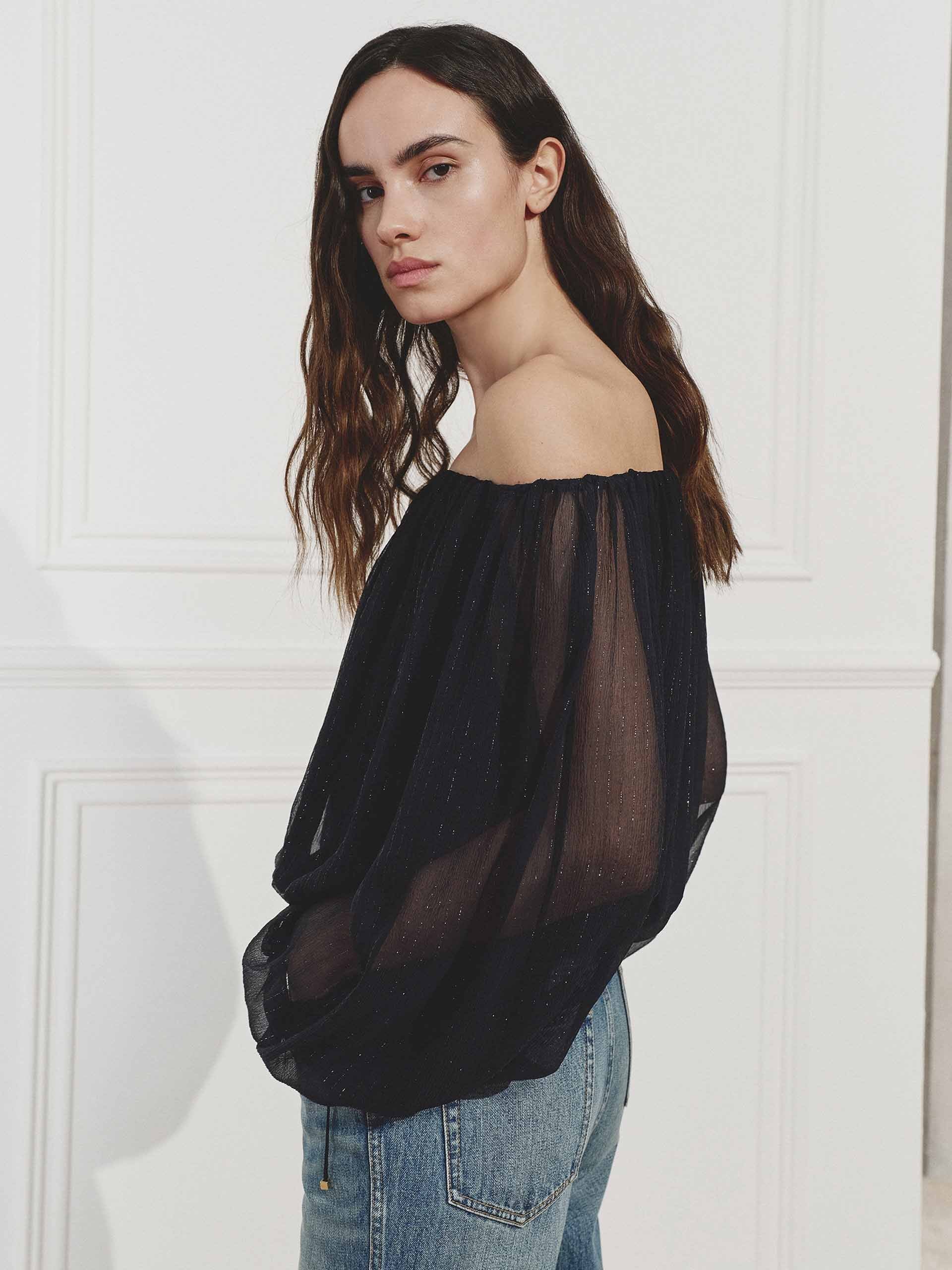 Off Shoulder Silk Blouse - Image 14