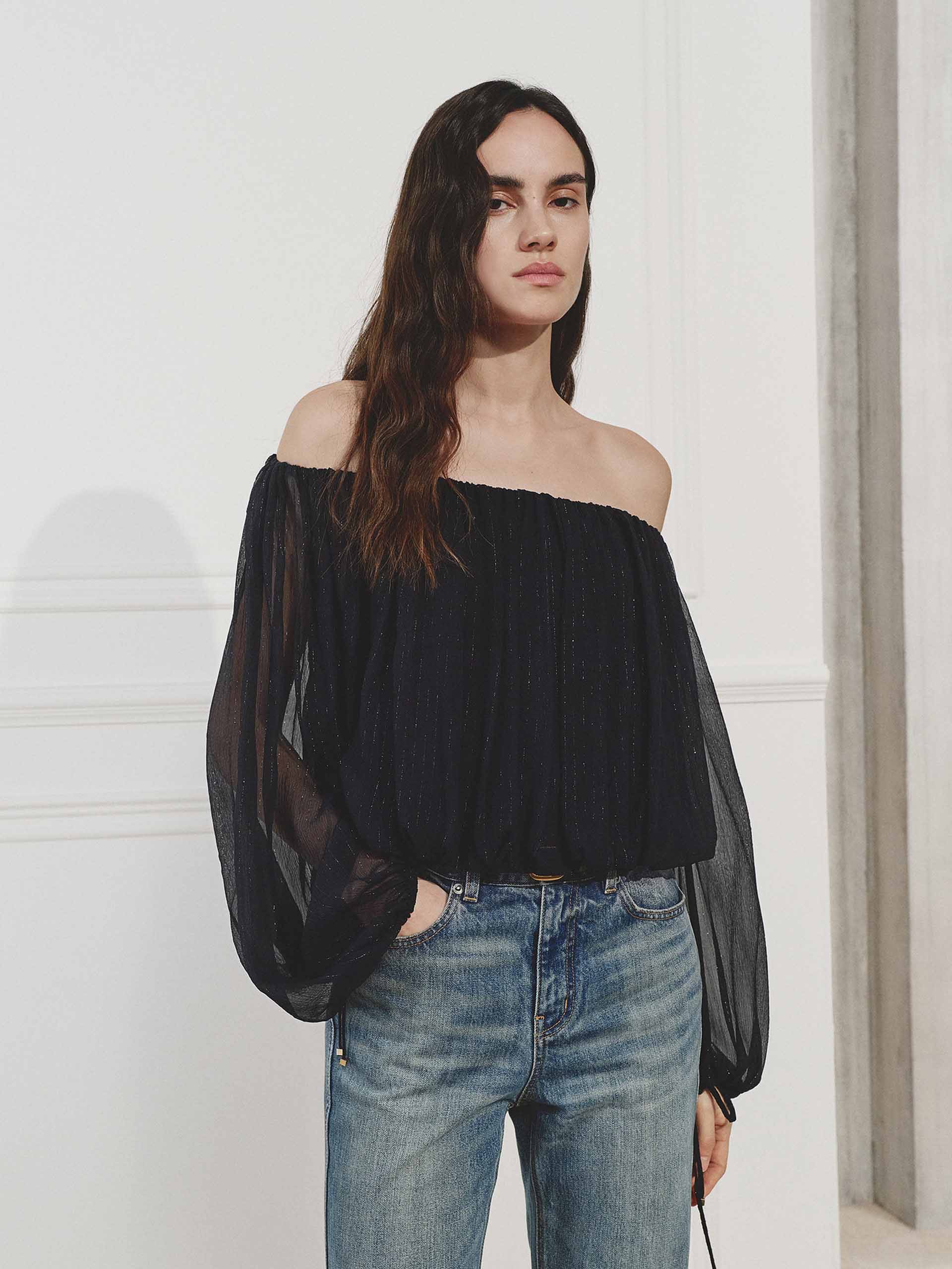 Off Shoulder Silk Blouse - Image 15