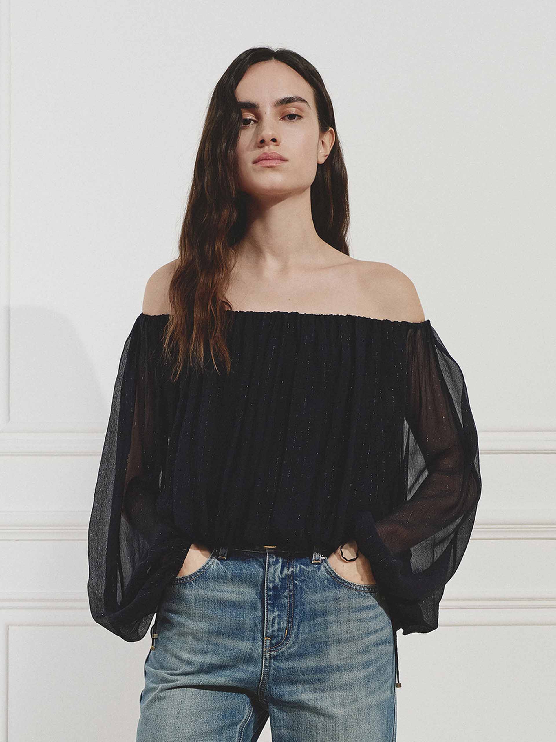 Off Shoulder Silk Blouse - Image 16