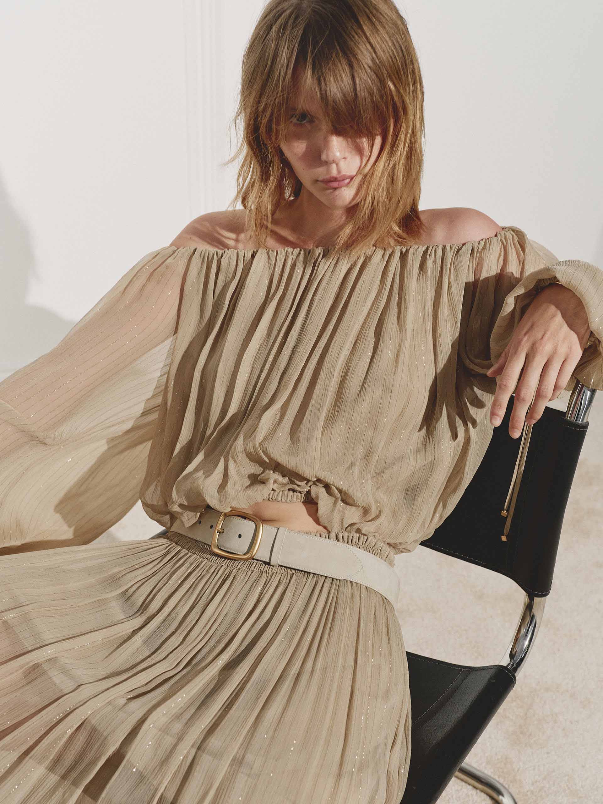 Off Shoulder Silk Blouse - Image 7