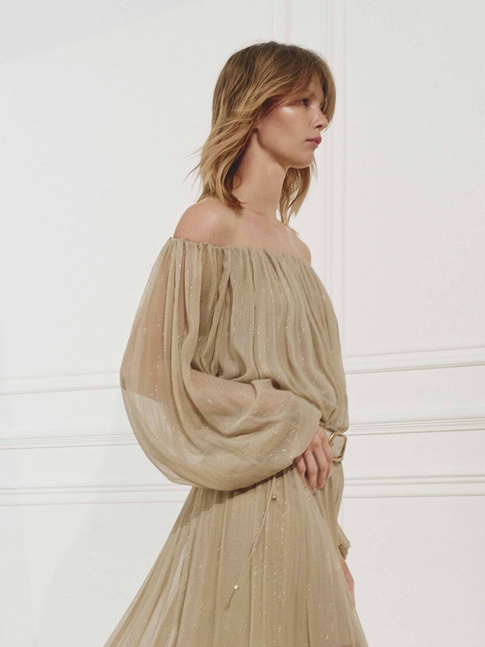 Off Shoulder Silk Blouse - Image 8