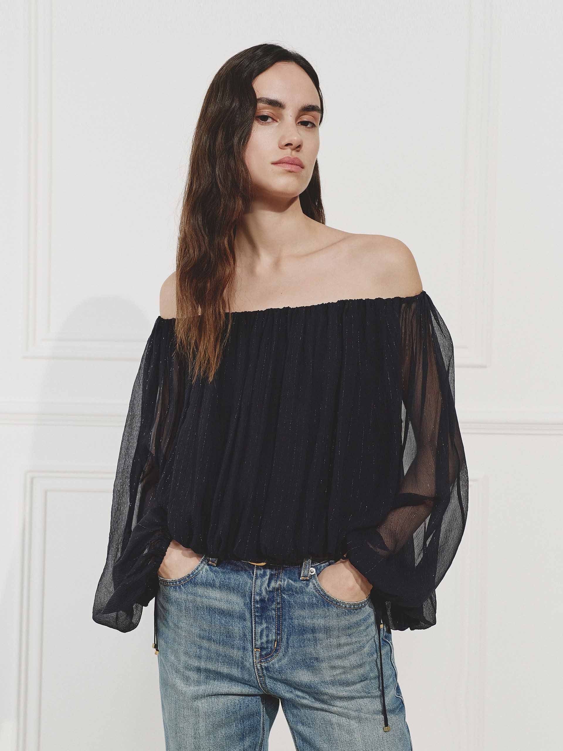 Off Shoulder Silk Blouse - Image 9