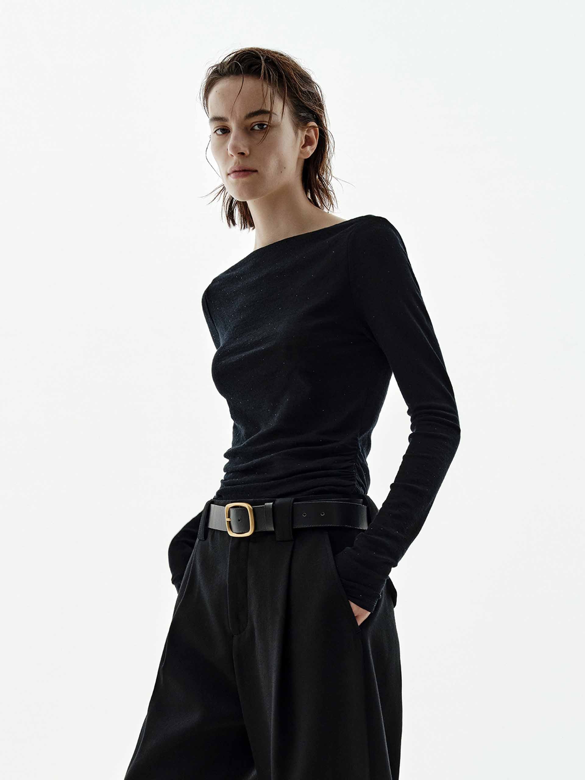 Off-shoulder Wool Blouse - Image 3