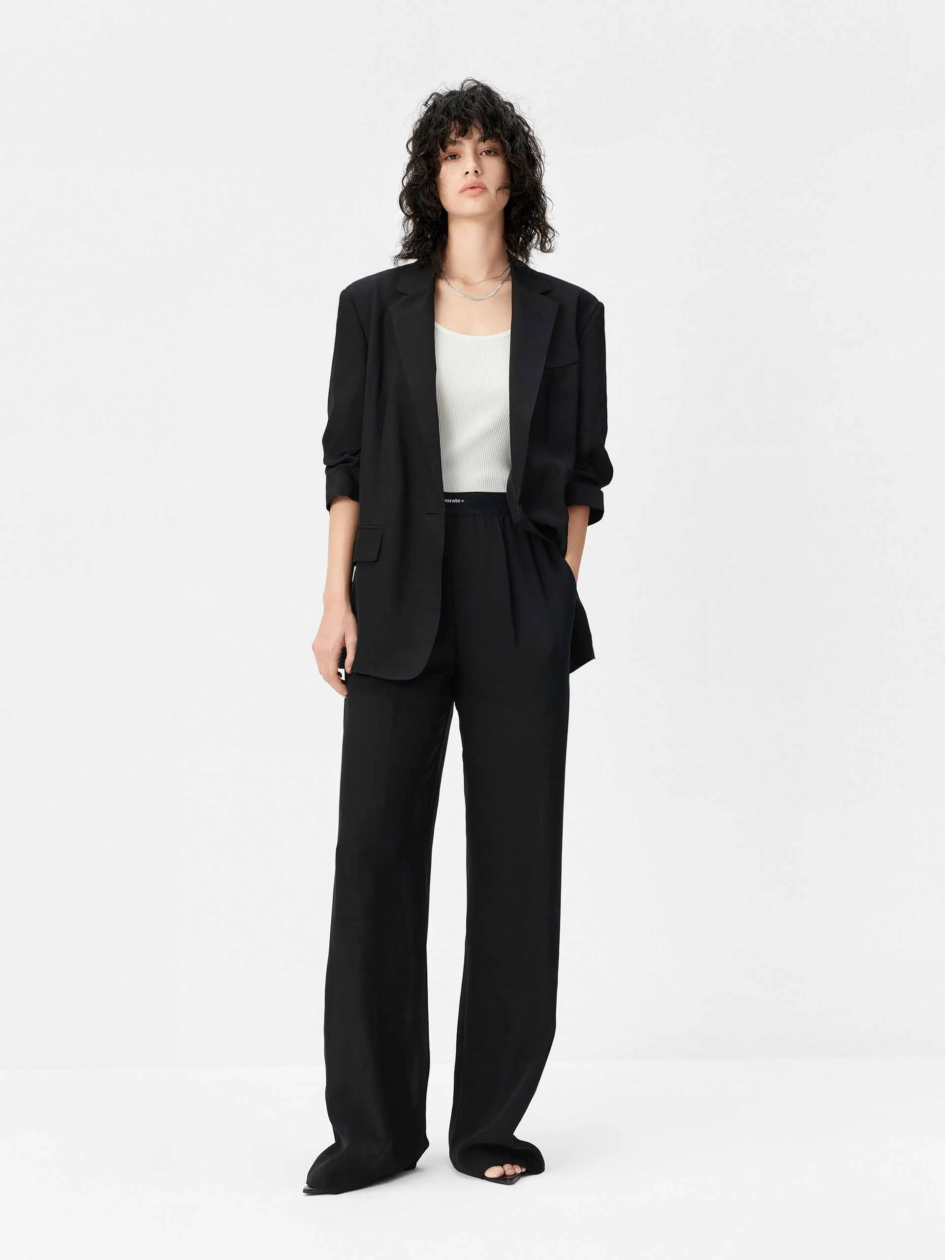 Padded Shoulders Relaxed Blazer - Image 10
