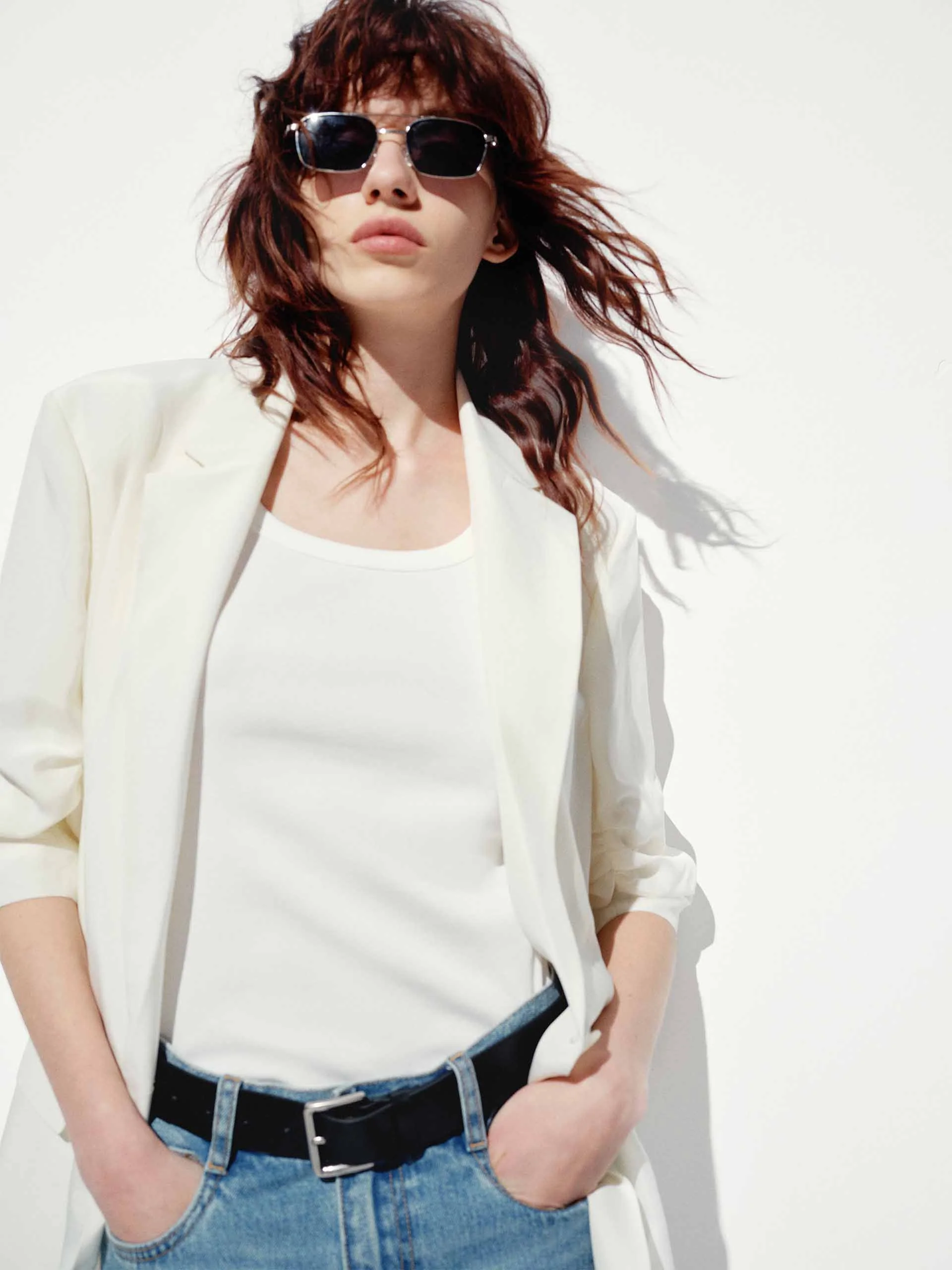 Padded Shoulders Relaxed Blazer - Image 7