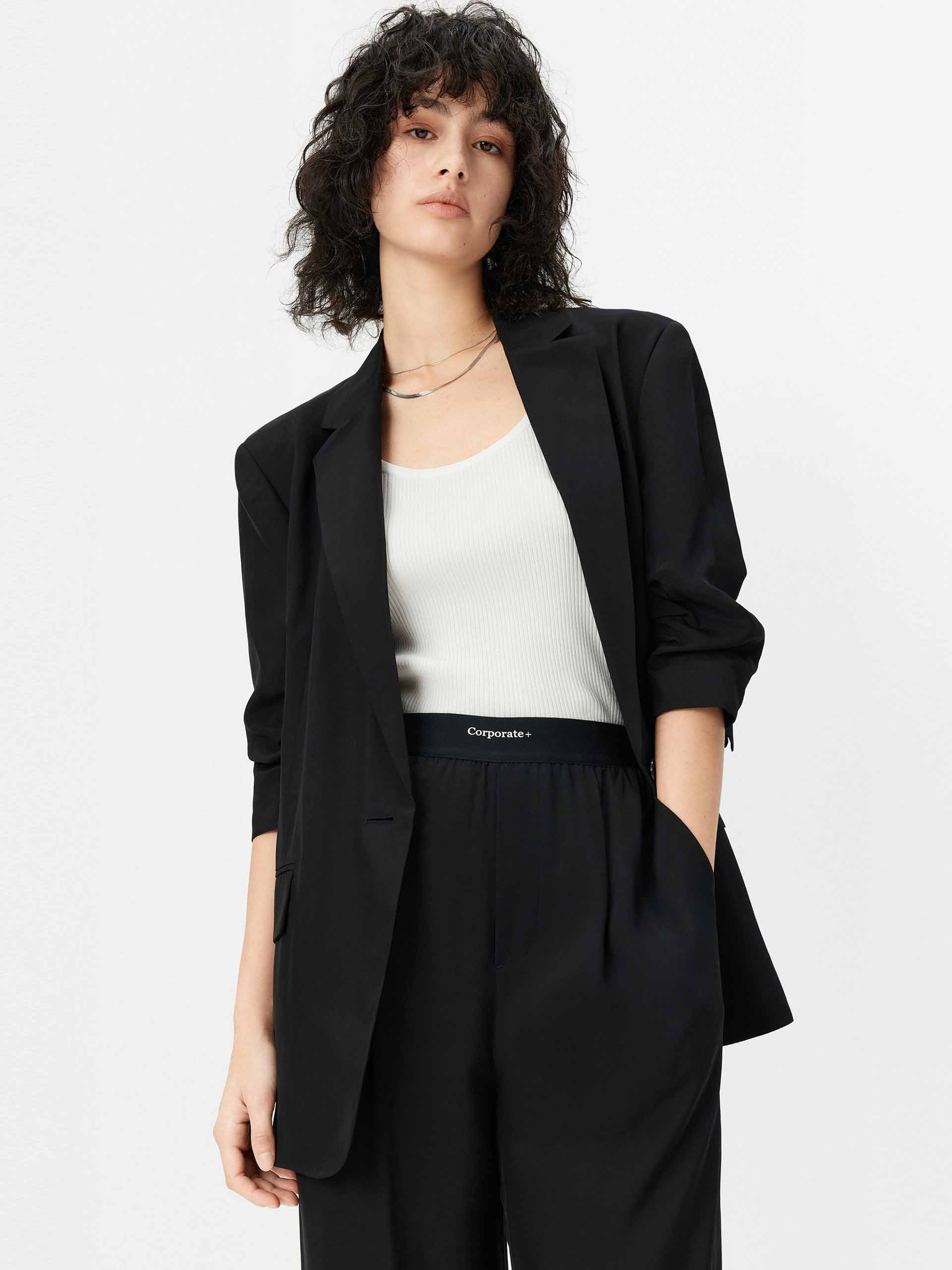 Padded Shoulders Relaxed Blazer - Image 9