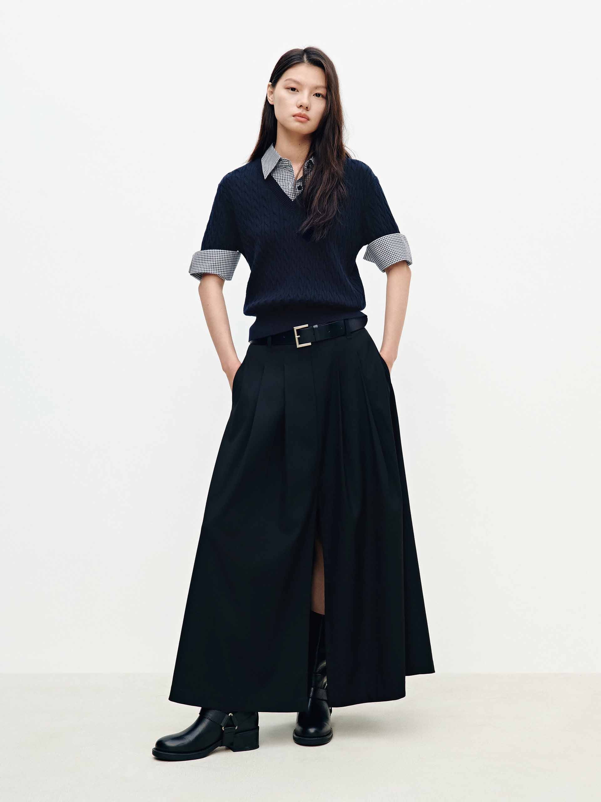 Paneled Collar Cable Knit Top - Image 2