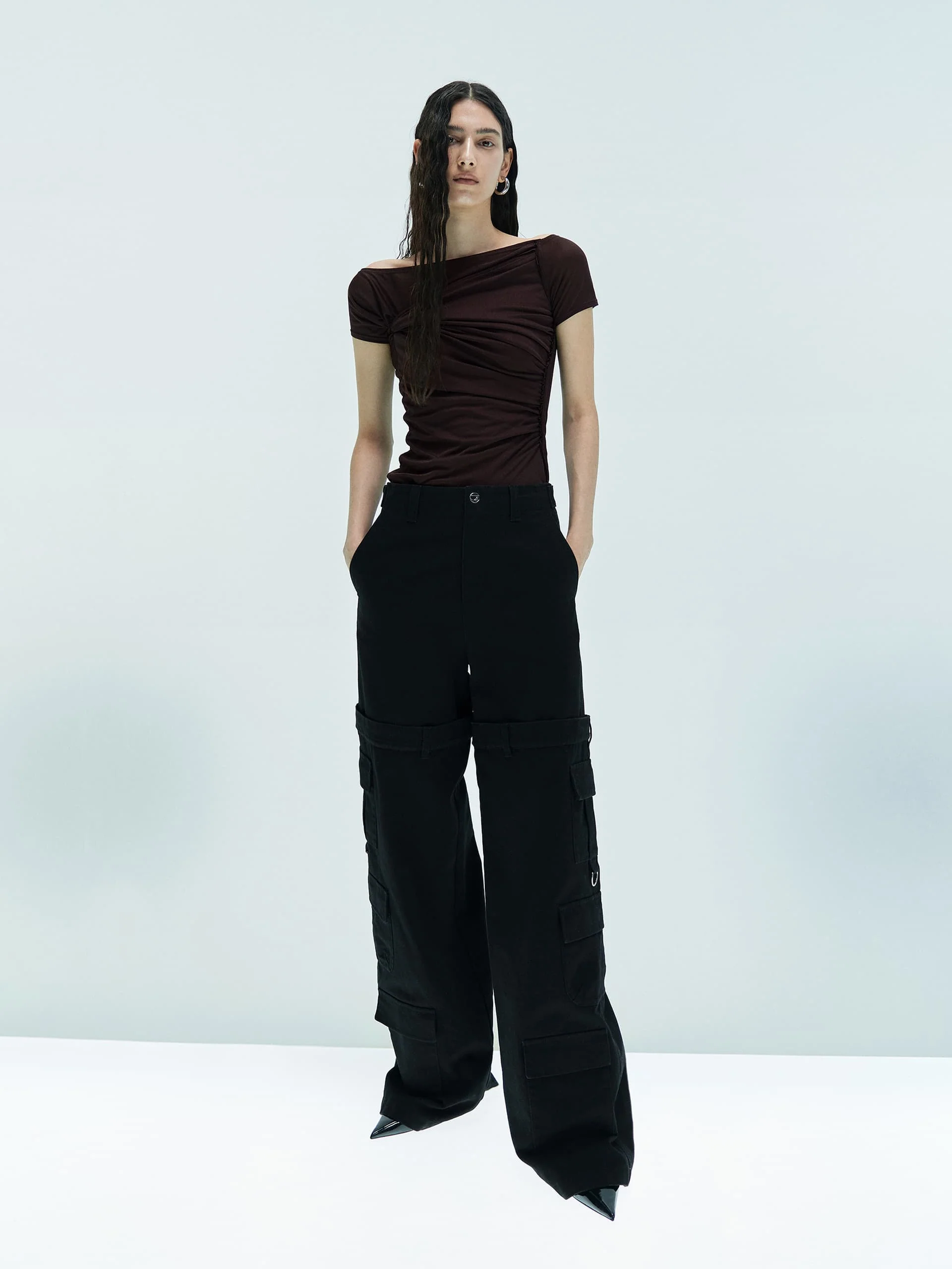 Paneled Detail Cargo Pants - Image 2