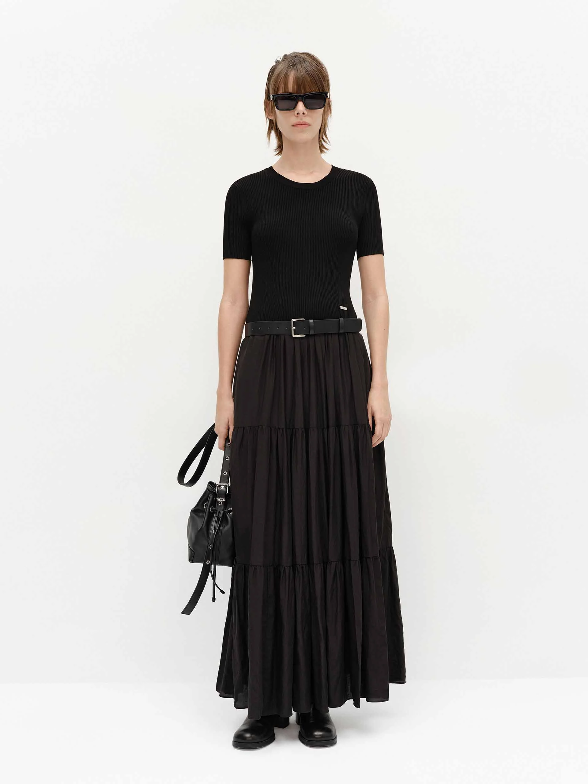 Paneled Maxi Length Dress