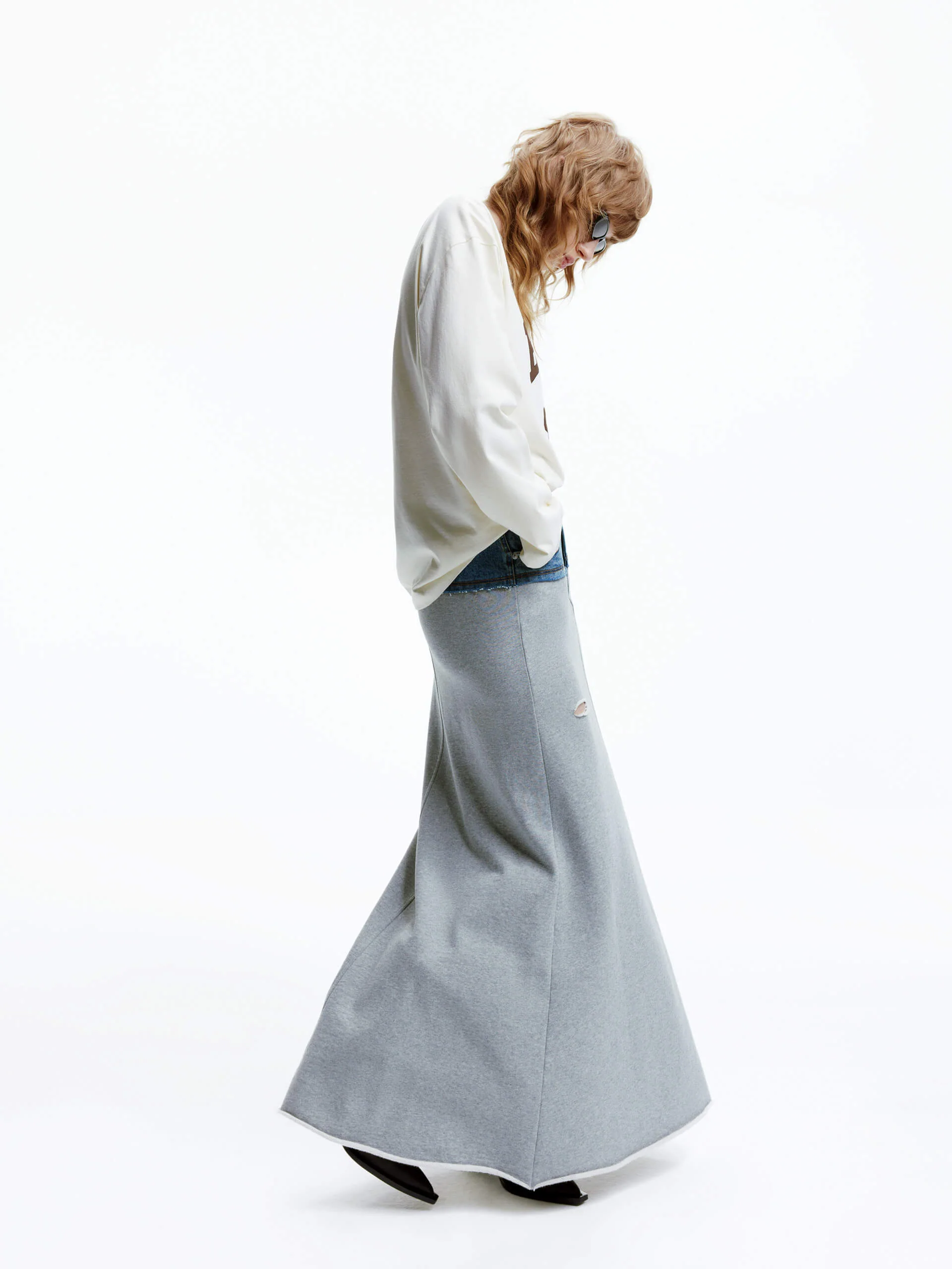 Paneled Ripped Detail Skirt - Image 7