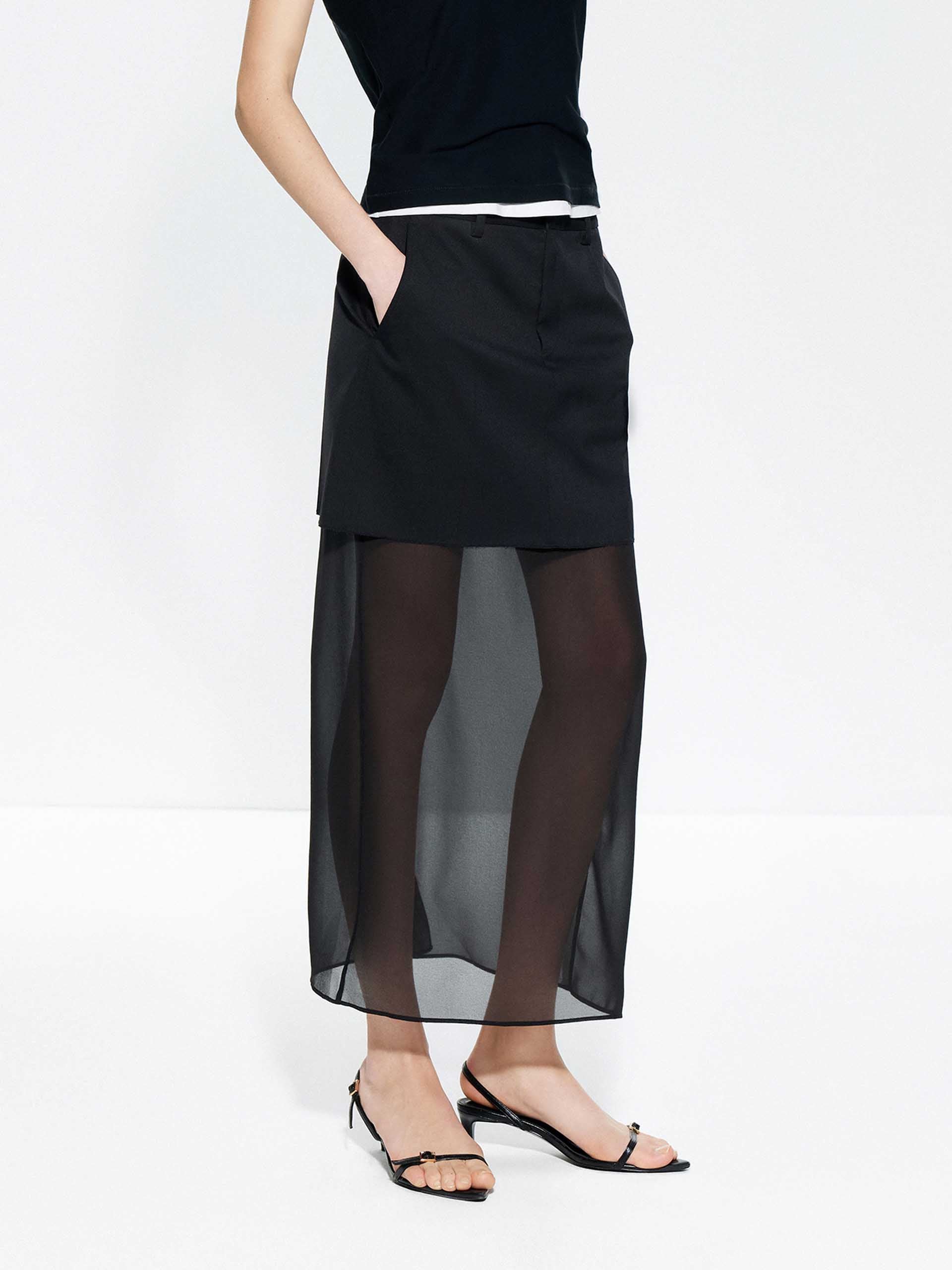 Paneled Tulle Midi Skirt - Image 5
