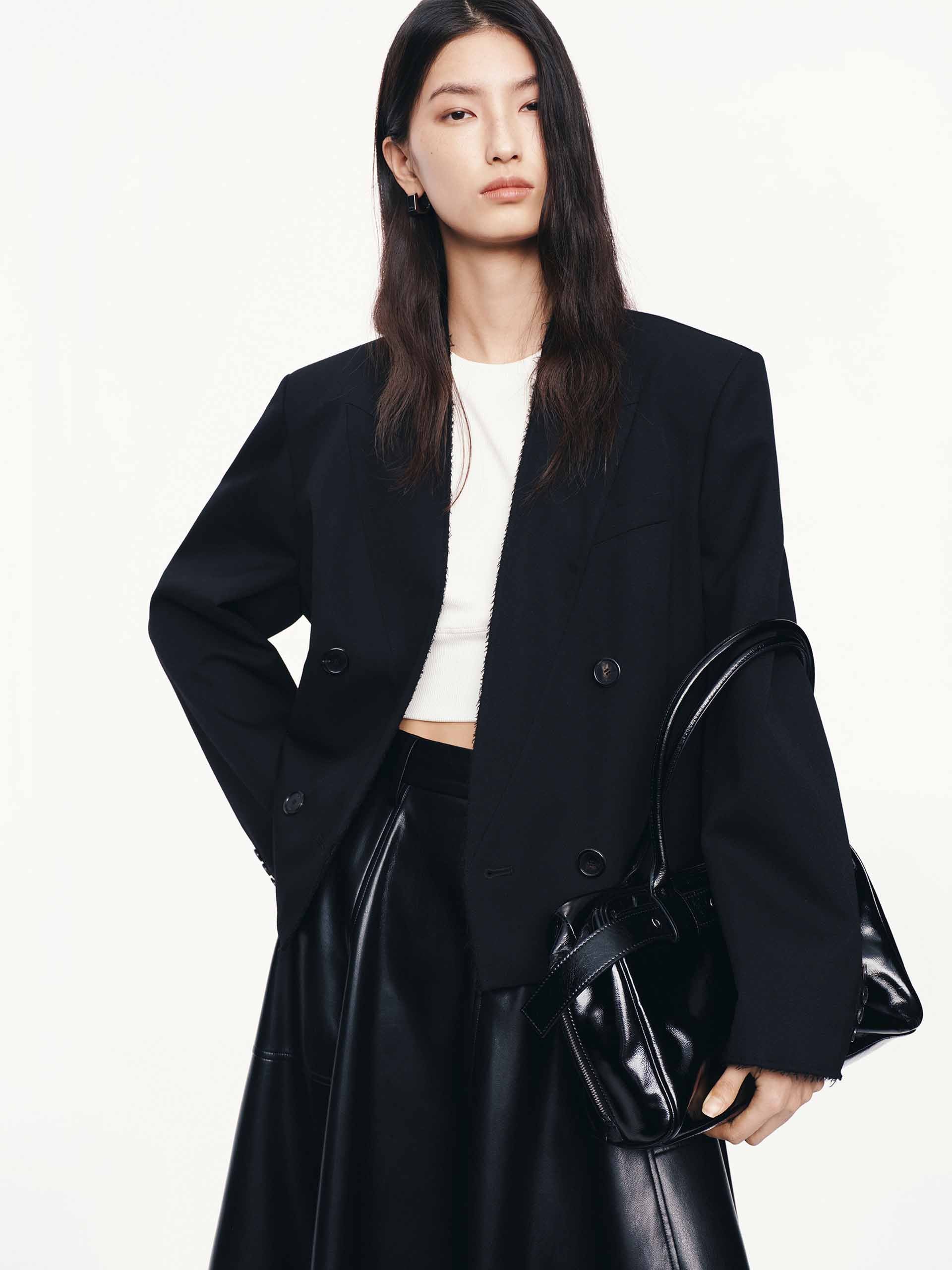 Peak Lapel Cropped Blazer - Image 8