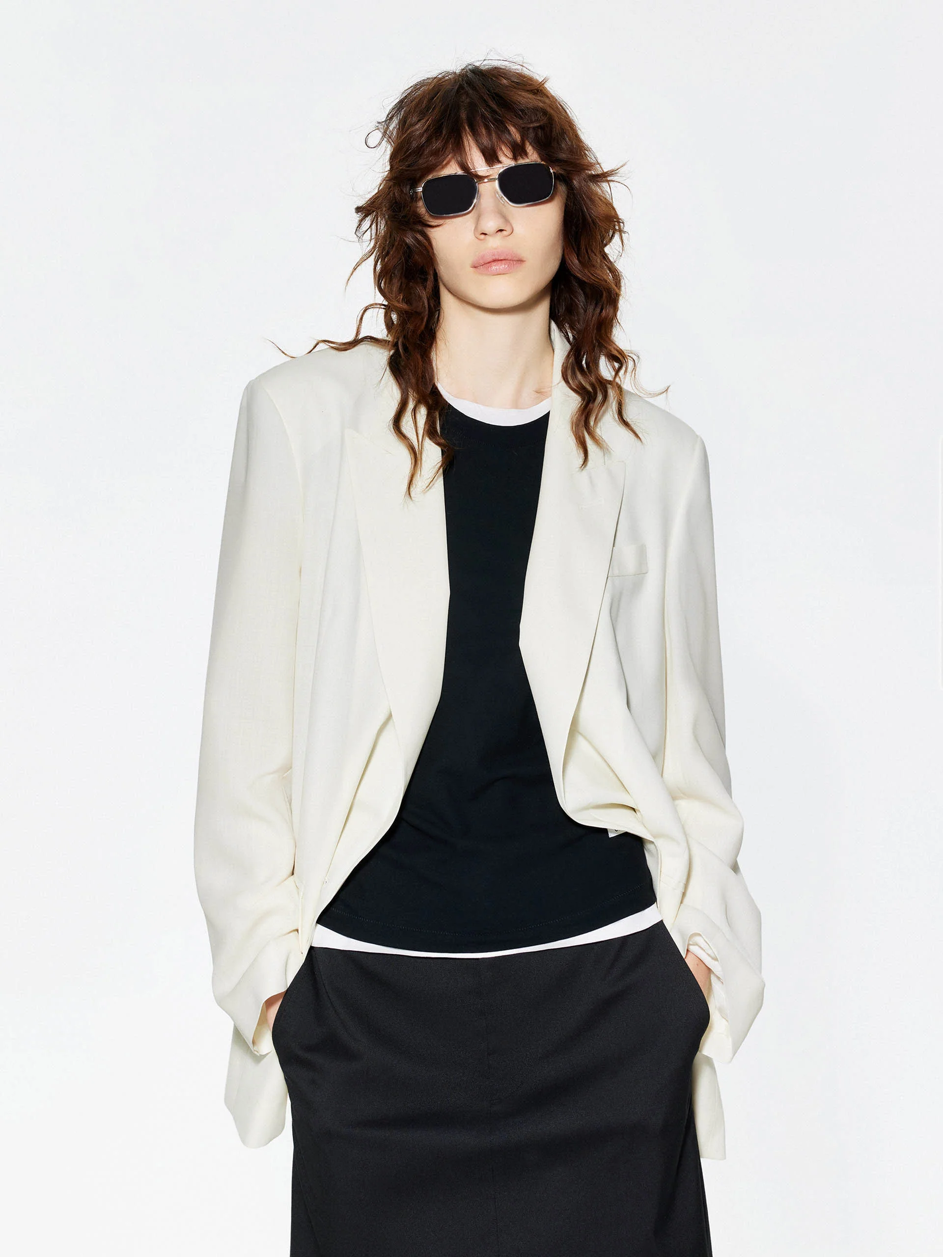 Peak Lapel Structured Blazer