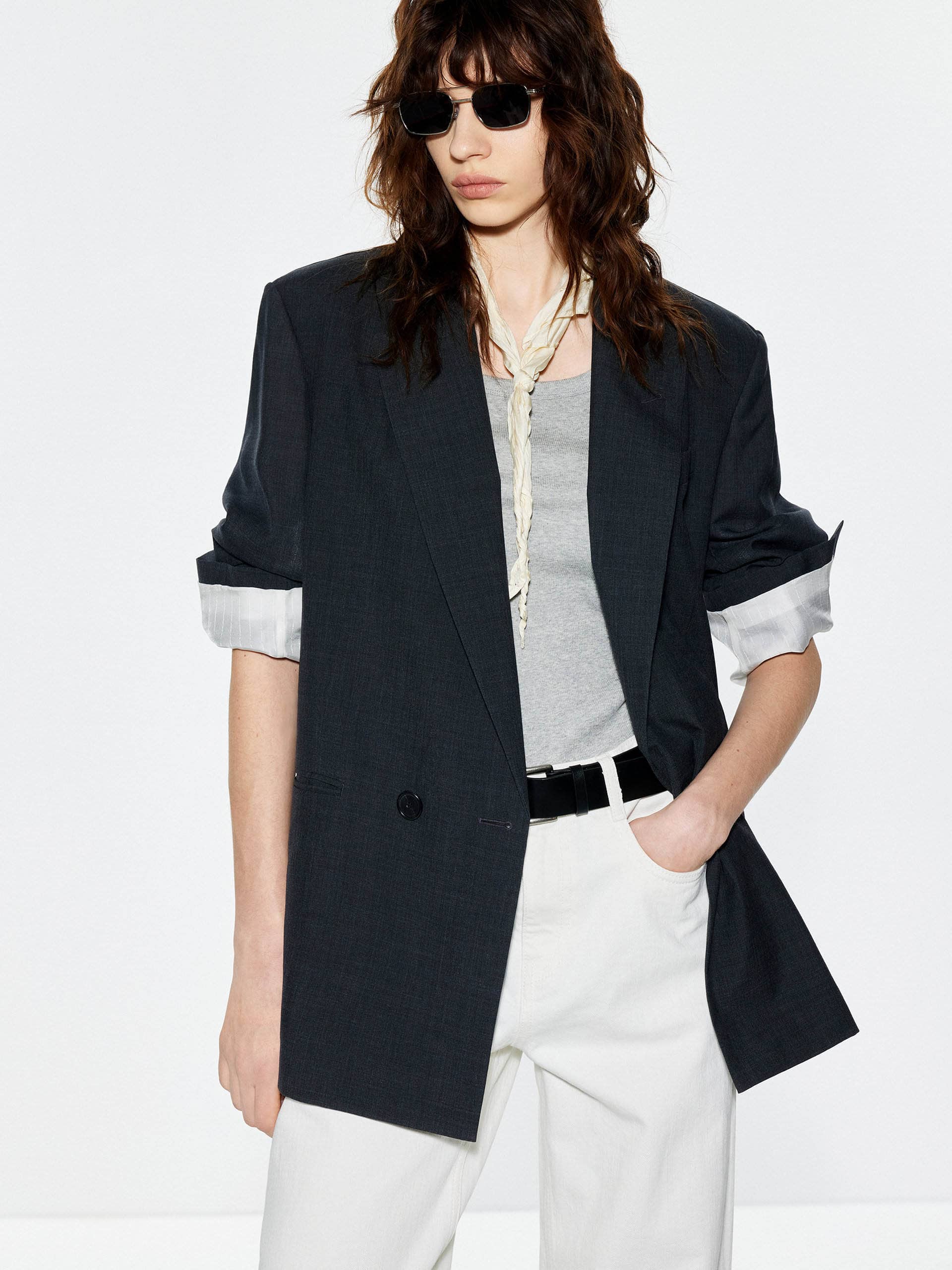 Peak Lapel Structured Blazer - Image 9