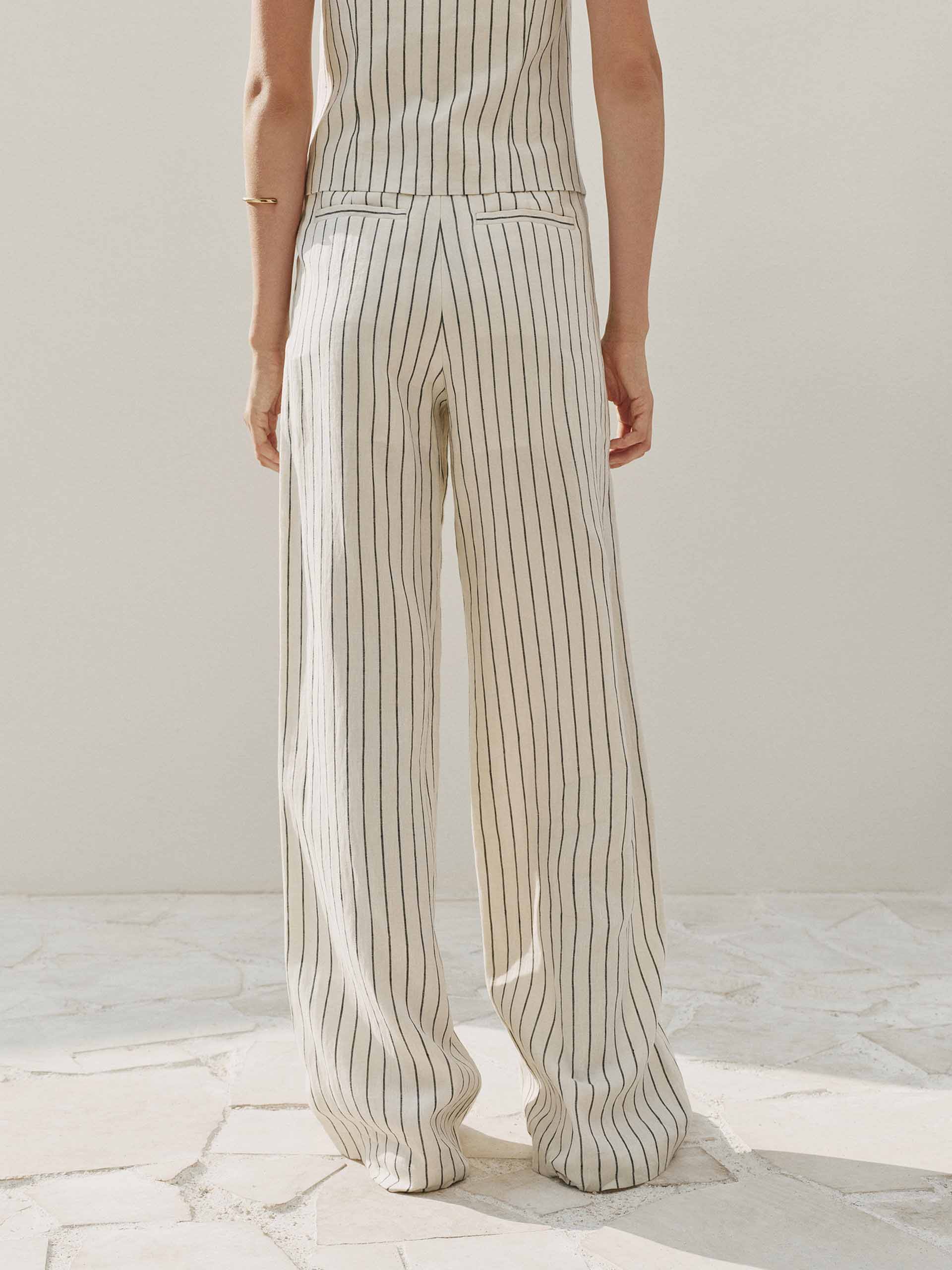 Pinstripe Linen Trousers - Image 3
