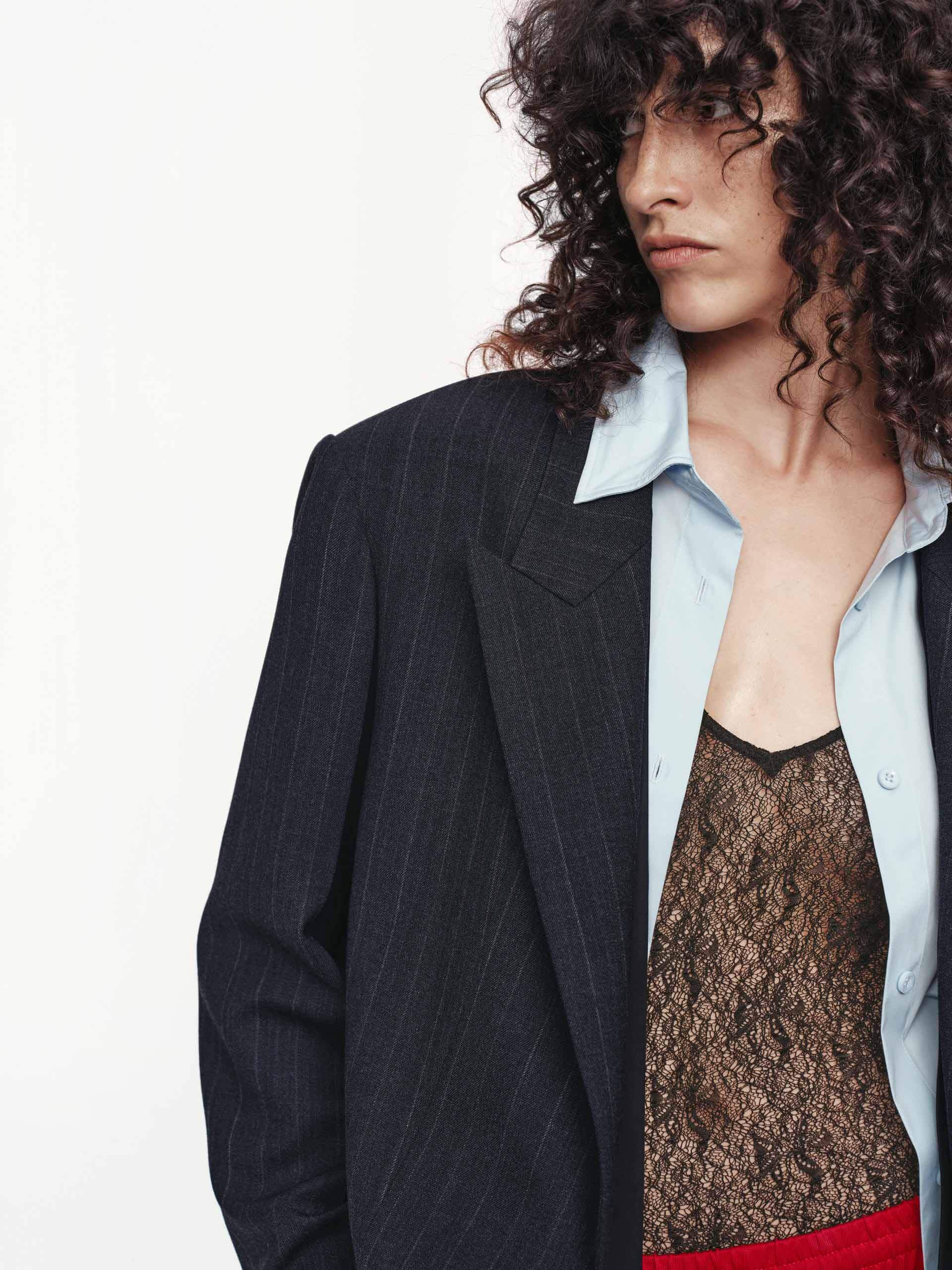 Pinstripe Peak Lapel Blazer - Image 7