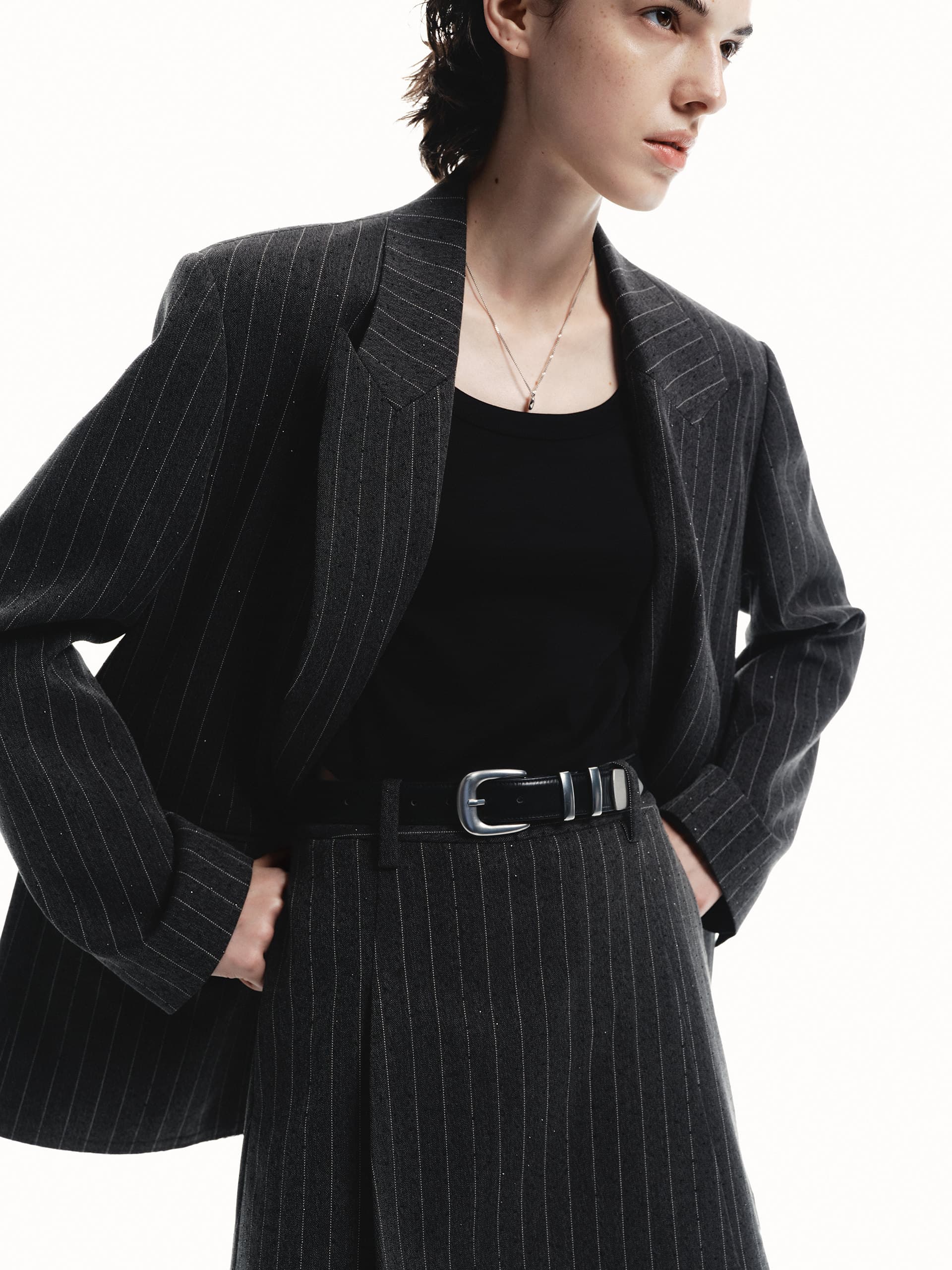 Pinstripe Structured Blazer - Image 2