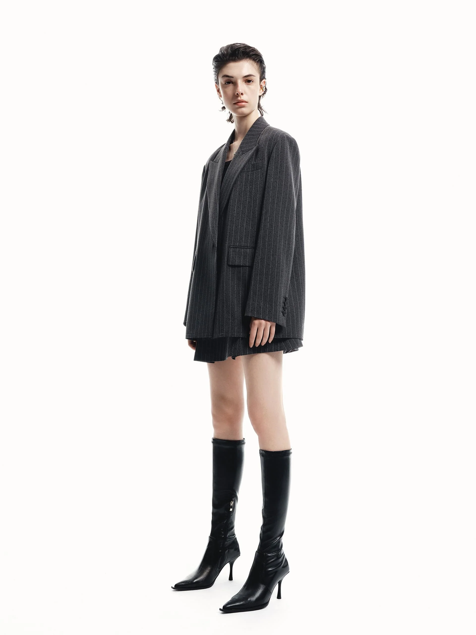 Pinstripe Structured Blazer - Image 7