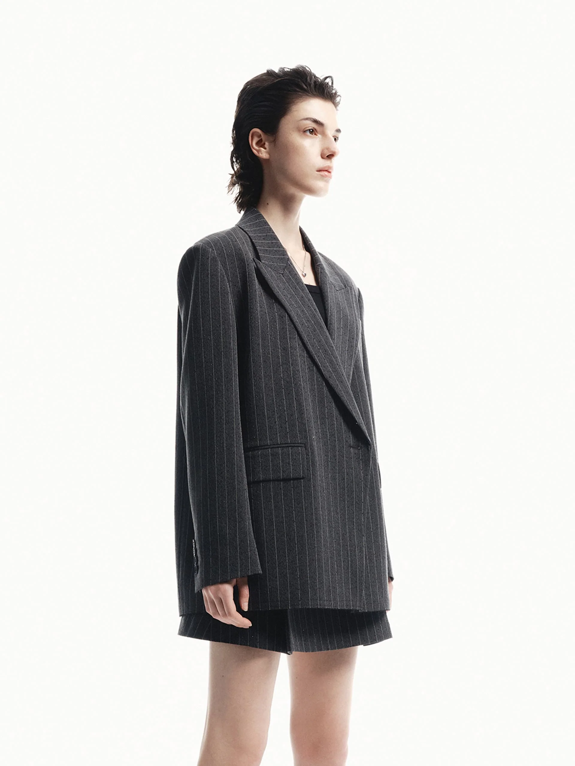 Pinstripe Structured Blazer - Image 8