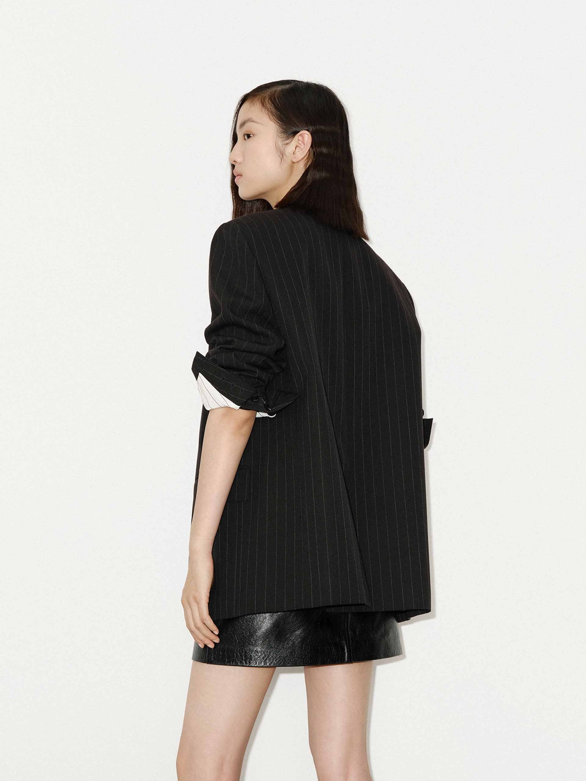 Pinstripe Wool Blazer - Image 7