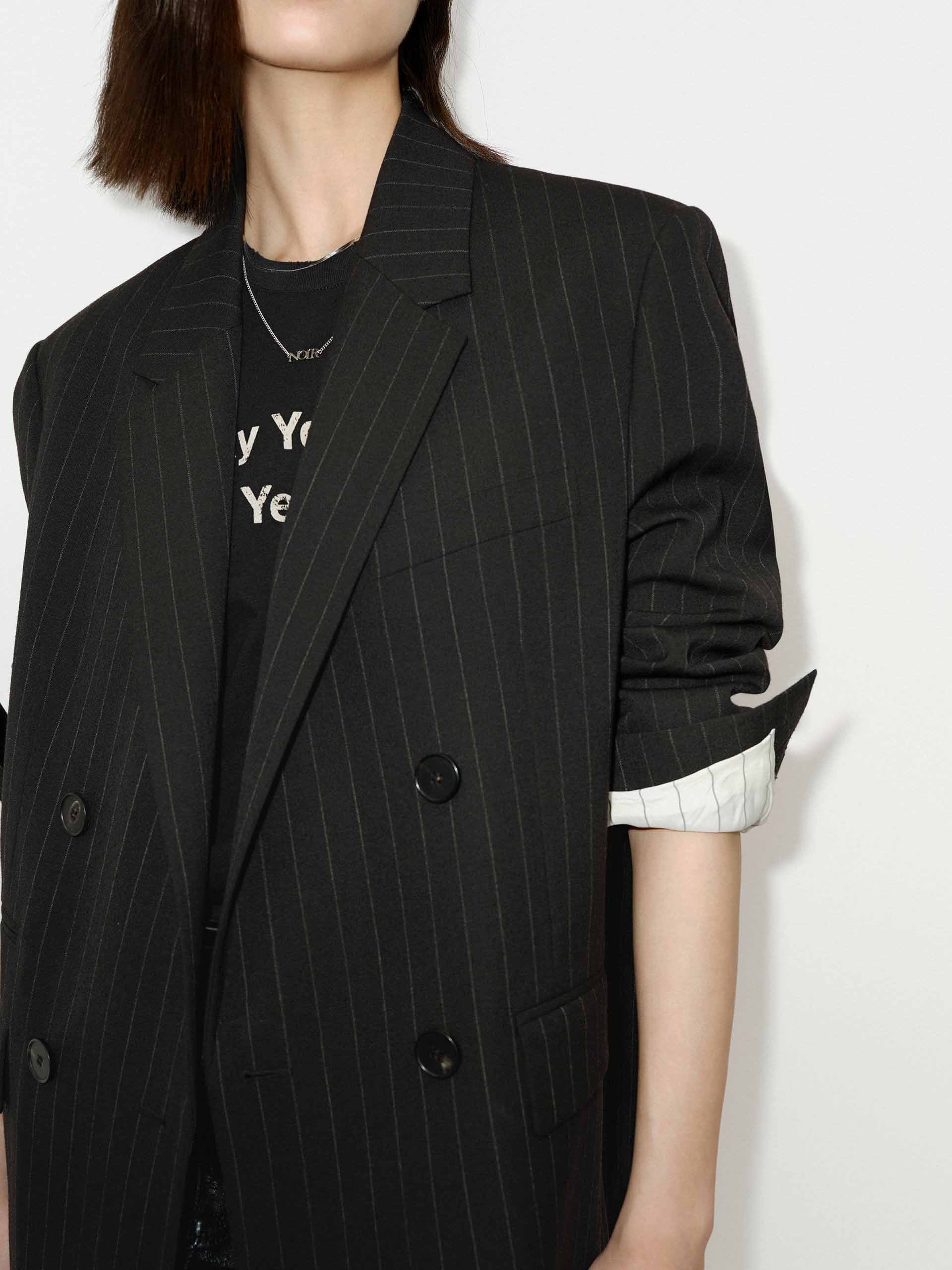Pinstripe Wool Blazer - Image 8