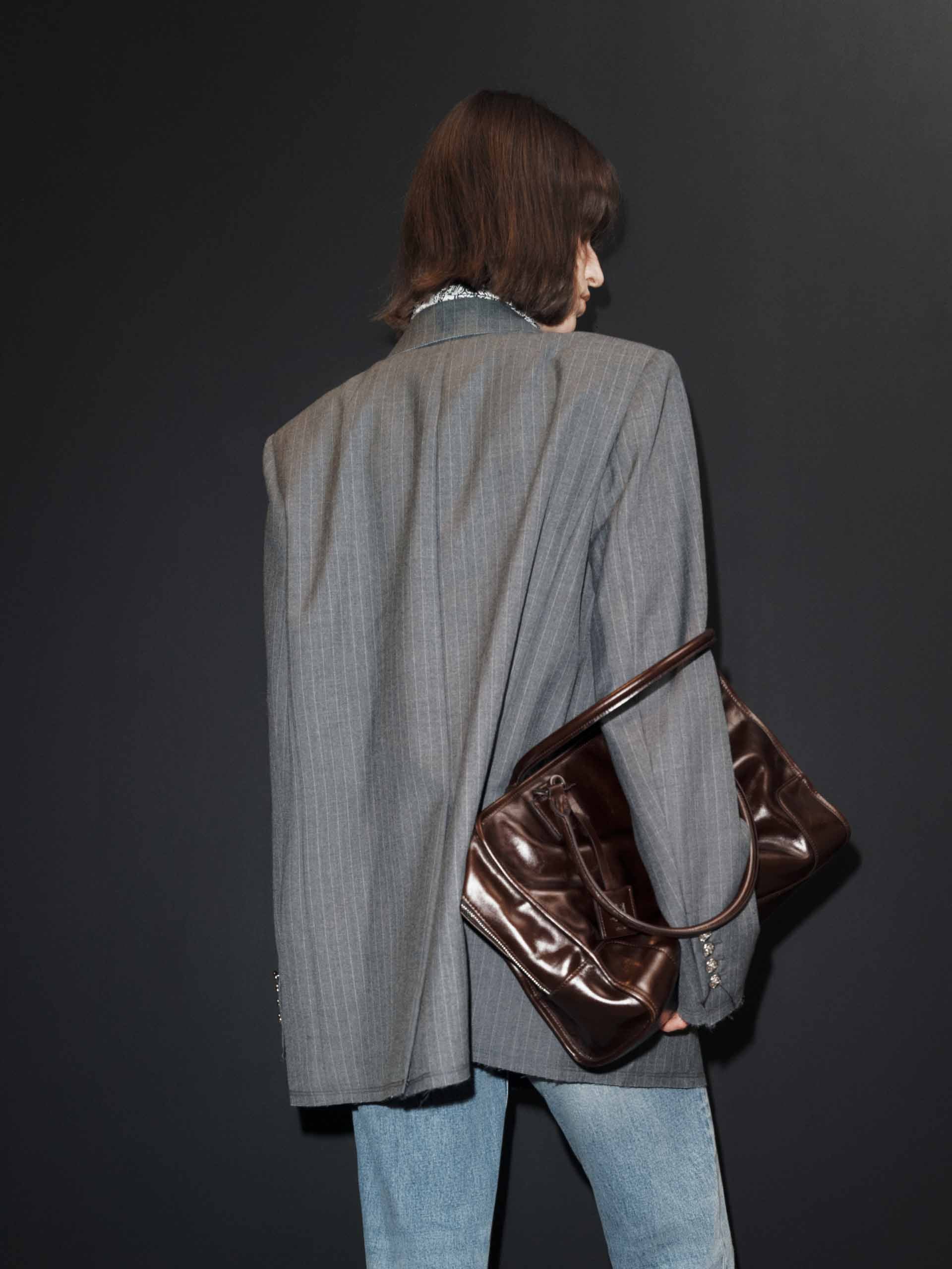 Pinstriped Structured Blazer - Image 3