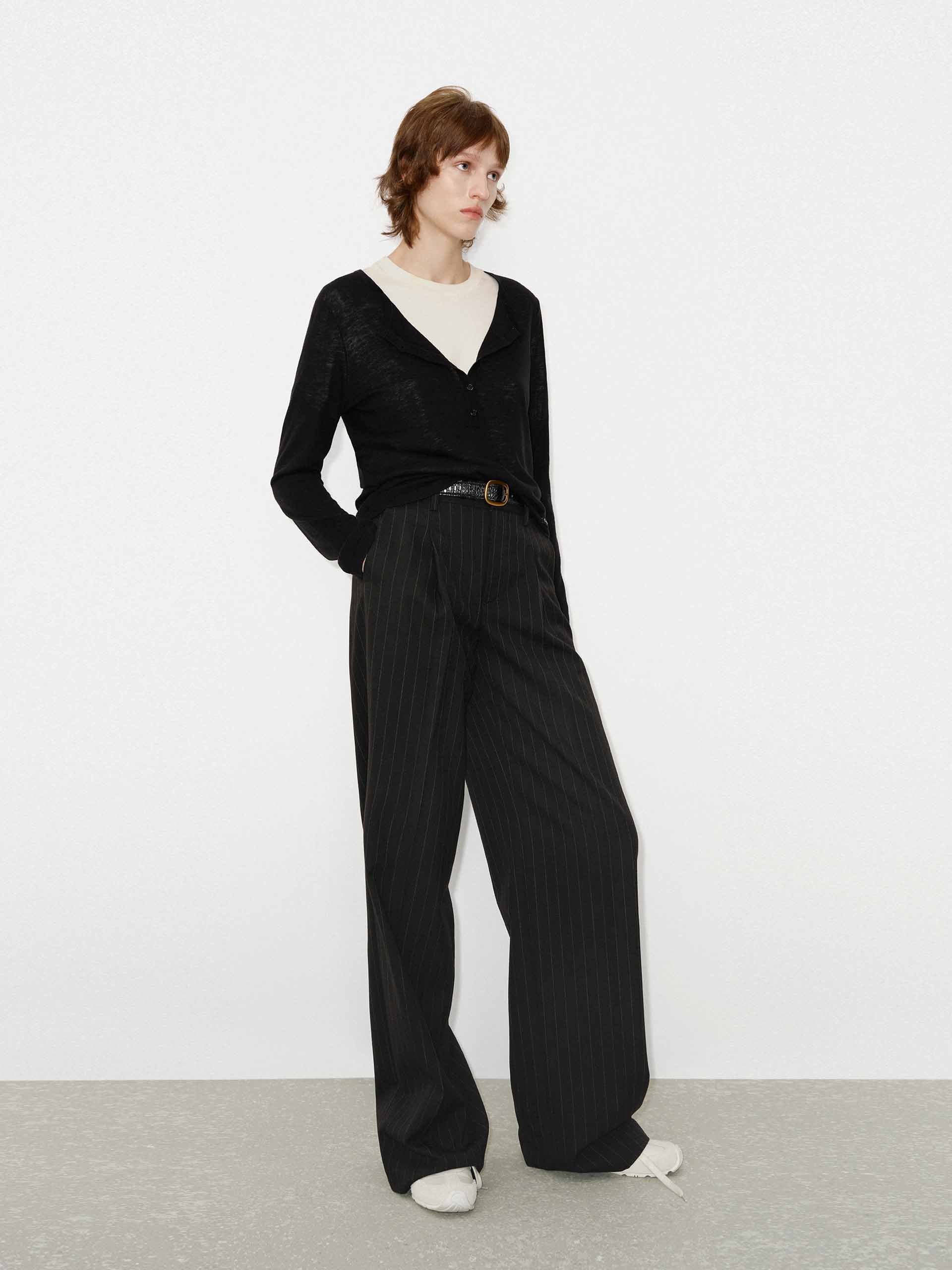 Pinstriped Wool Pants - Image 2