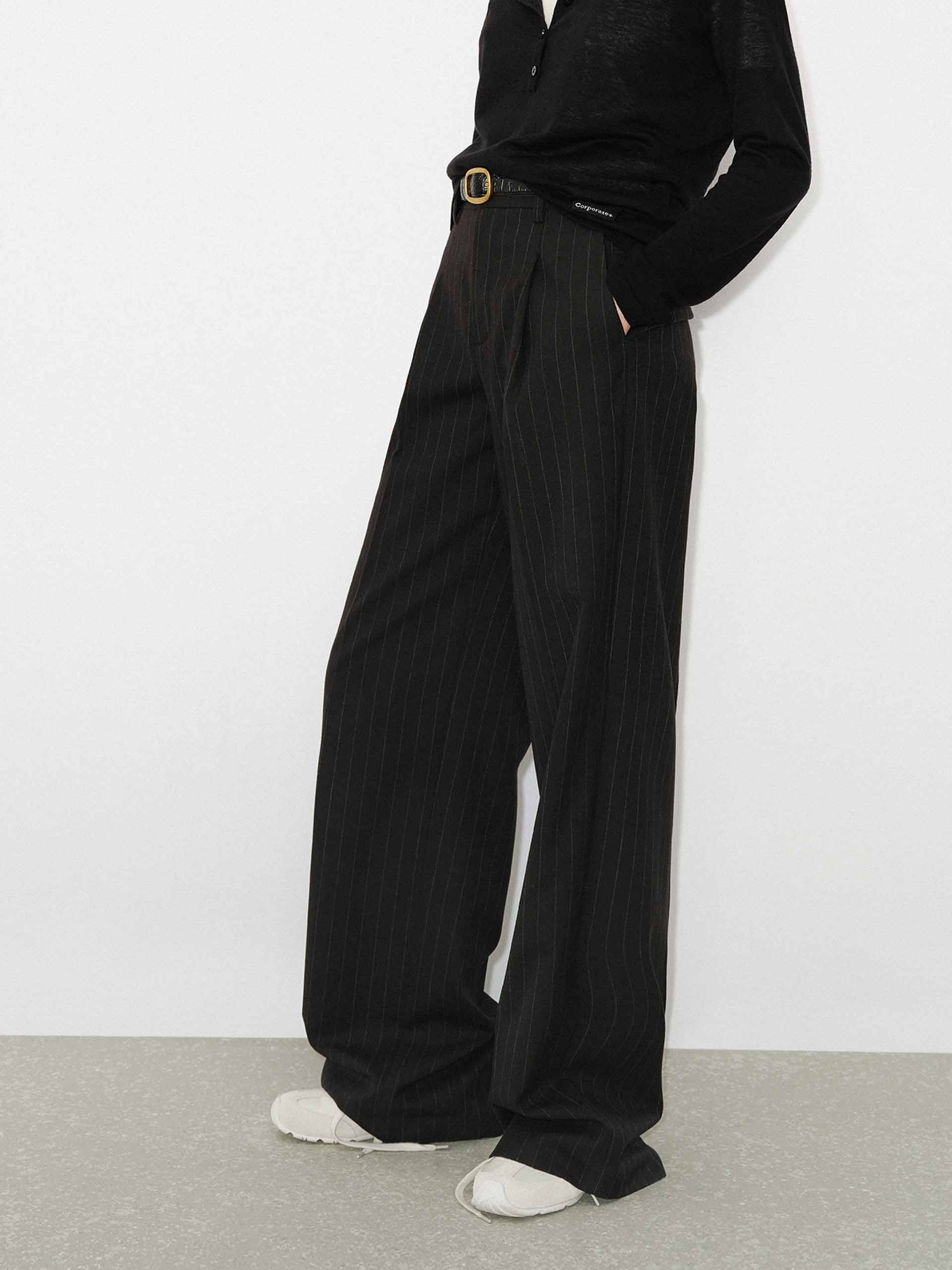 Pinstriped Wool Pants - Image 3