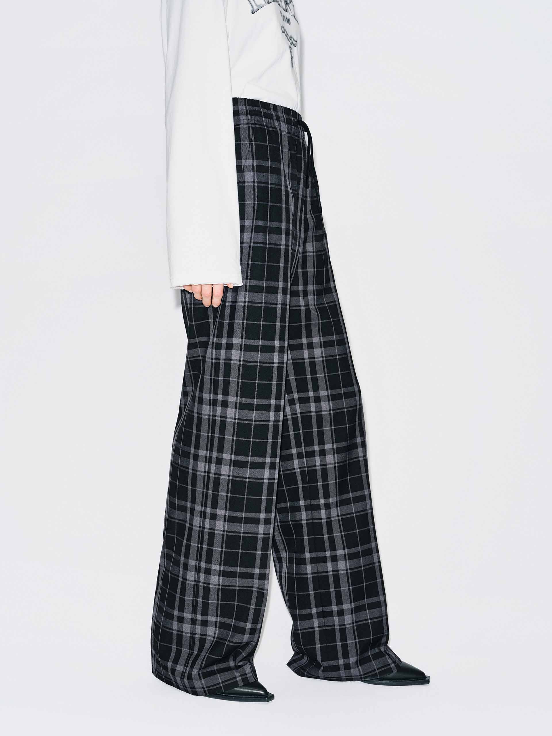 Plaid Drawstring Trousers - Image 3