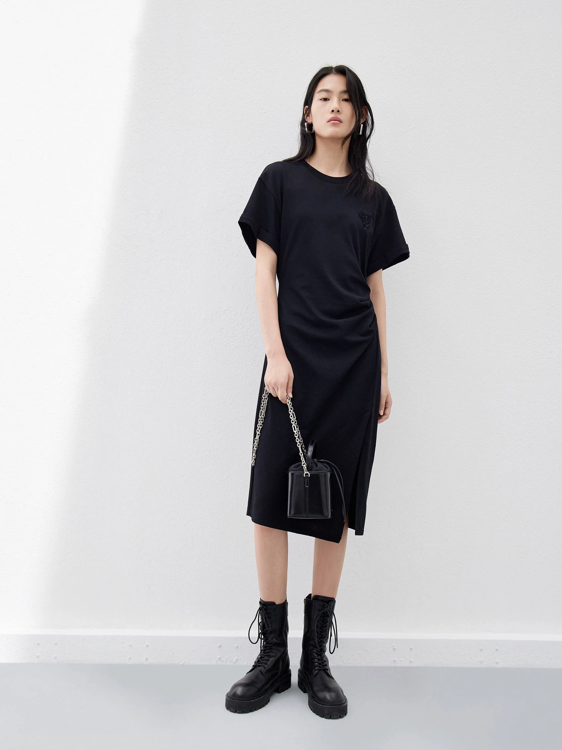 Pleated Sequin Details Dress - Image 9