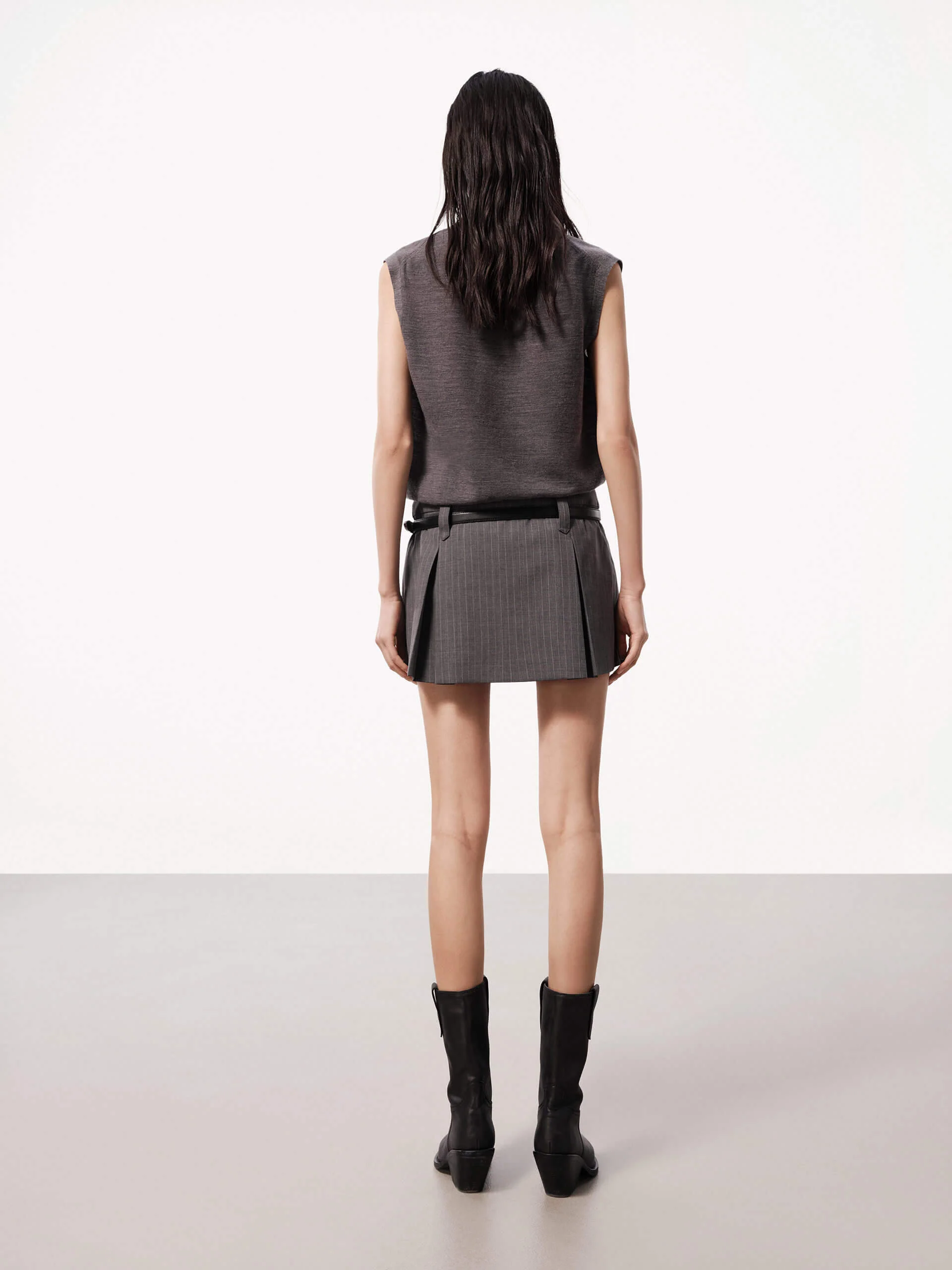 Pleated Wool Blend Mini Skirt - Image 3