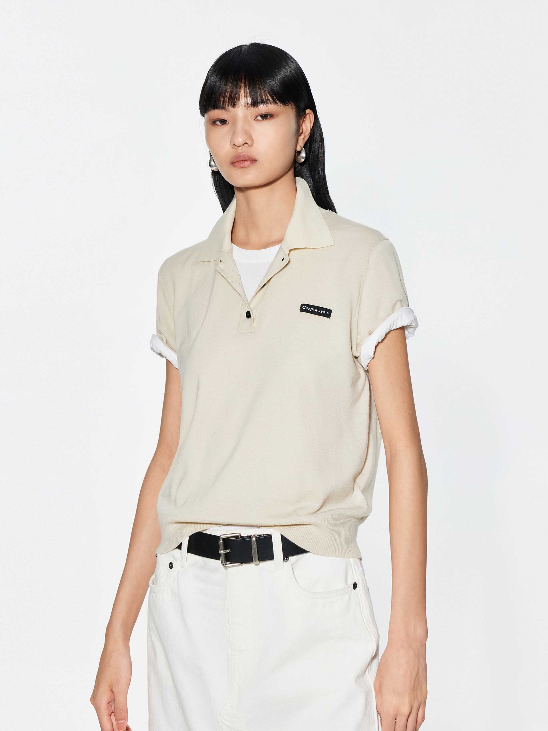 Polo Collar Wool Knit Top - Image 13