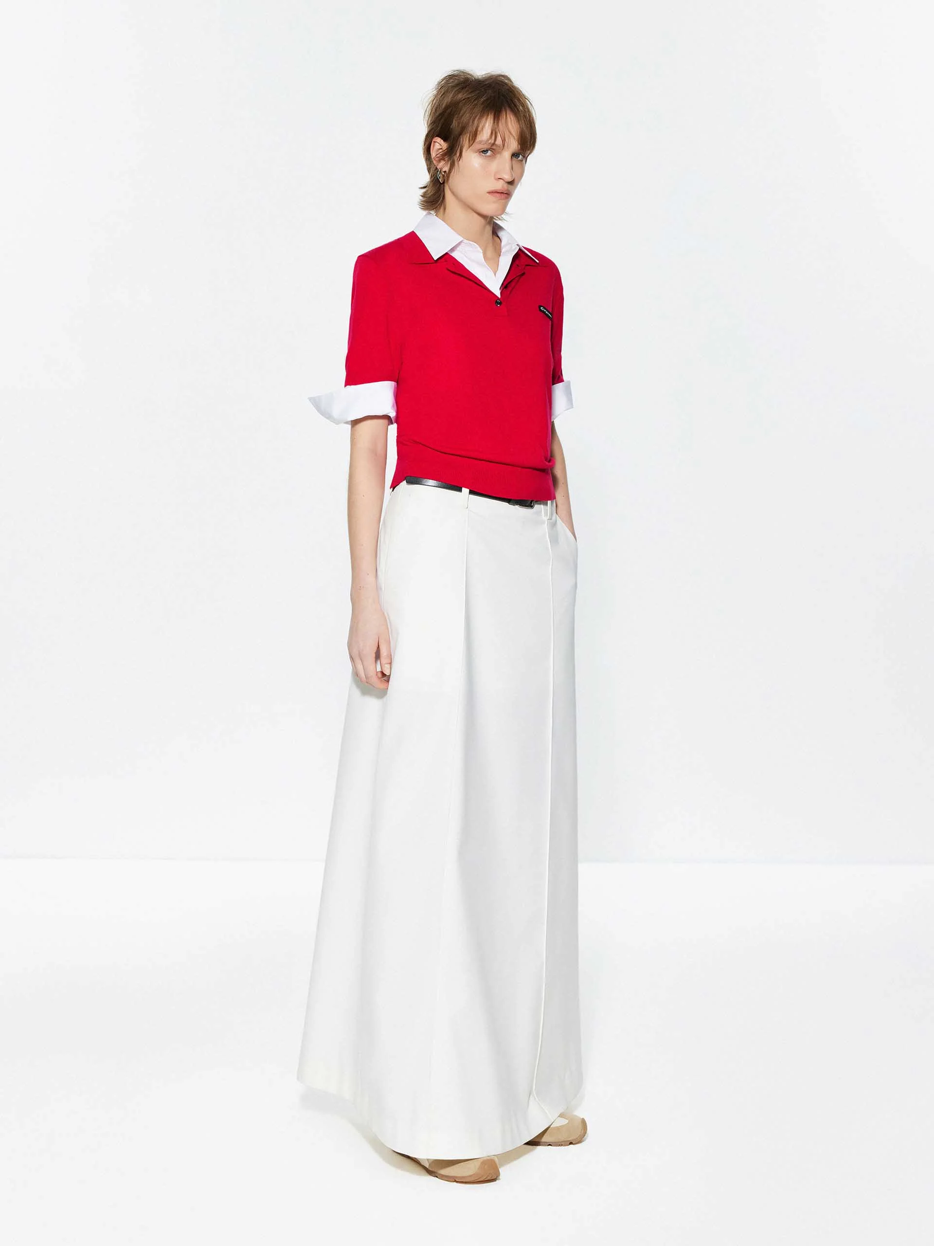 Polo Collar Wool Knit Top - Image 15