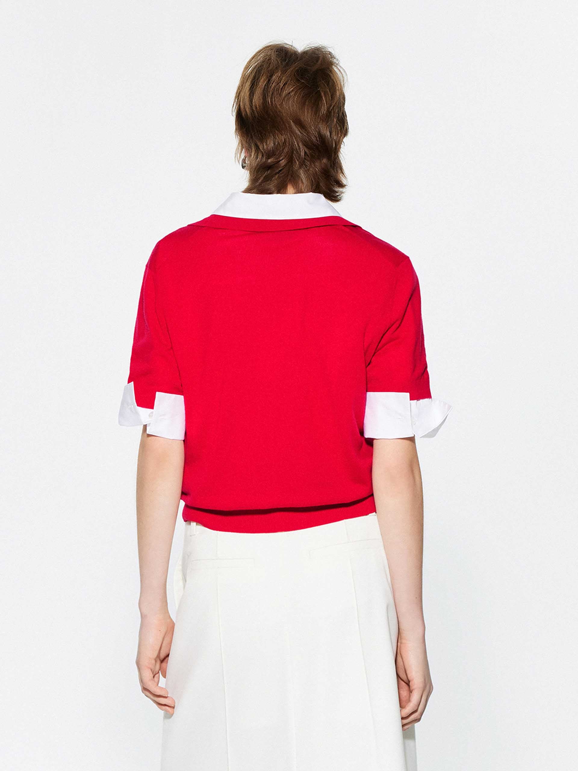 Polo Collar Wool Knit Top - Image 16