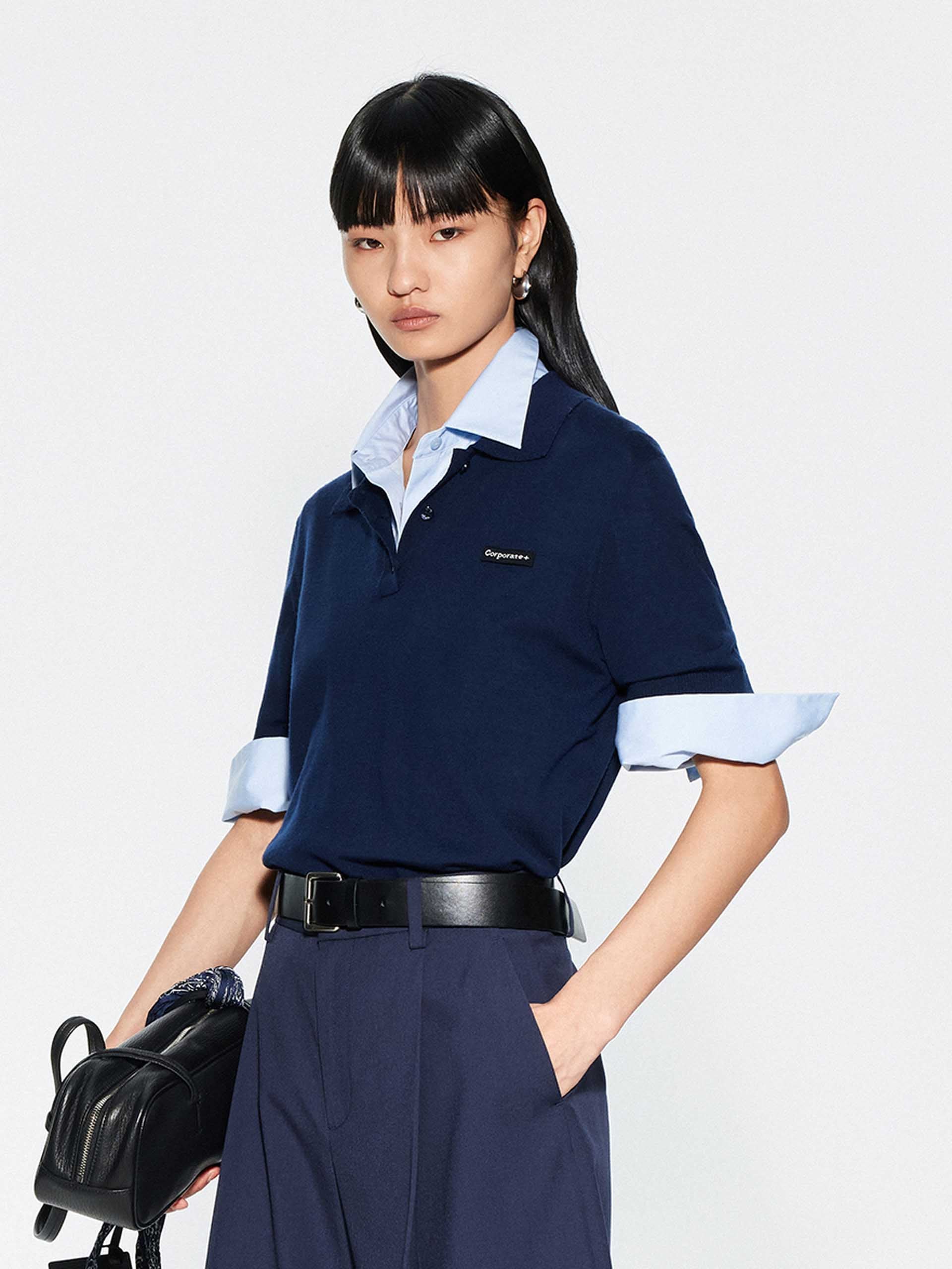 Polo Collar Wool Knit Top - Image 3
