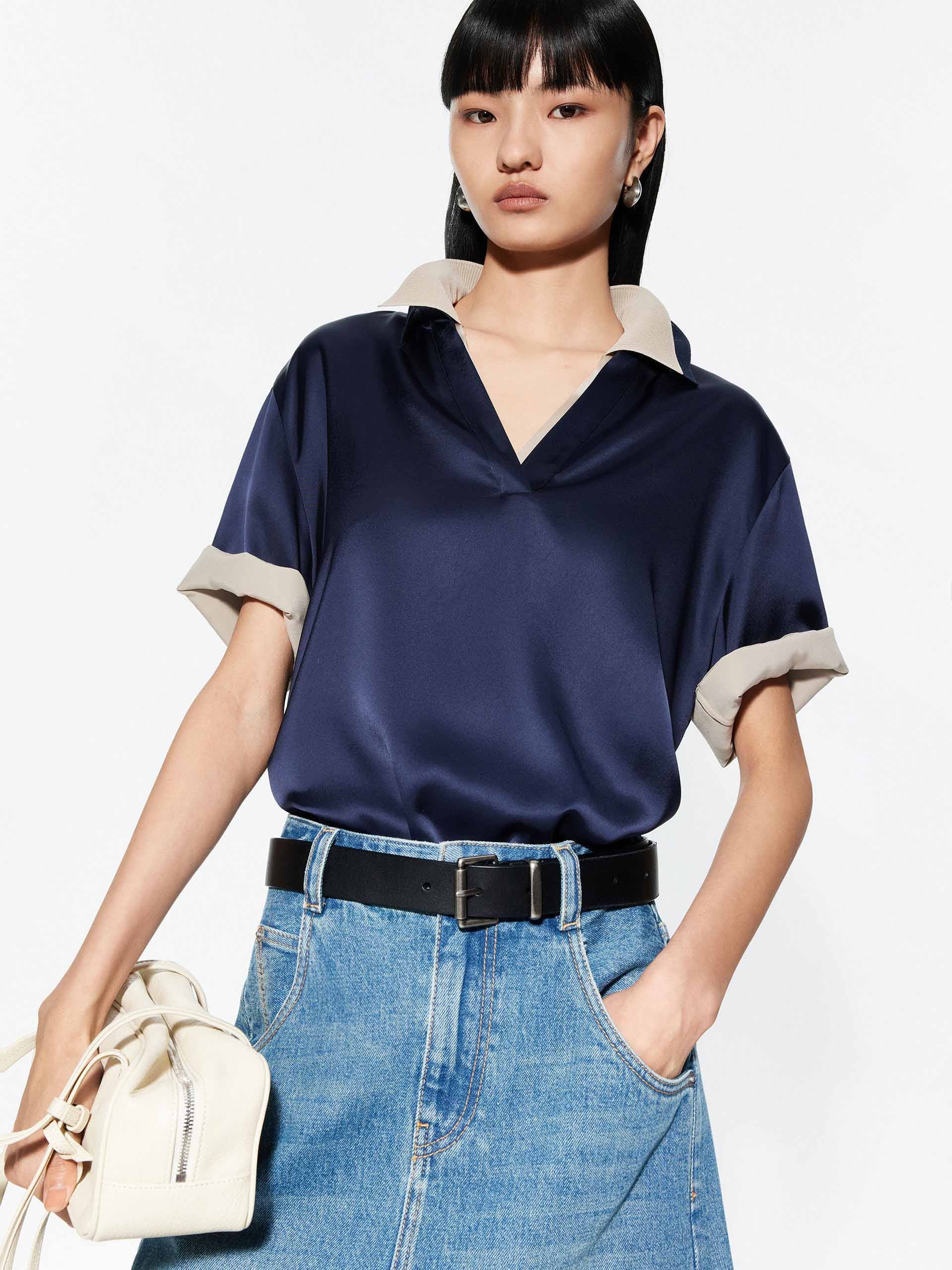 Polo V-neck Blouse - Image 6