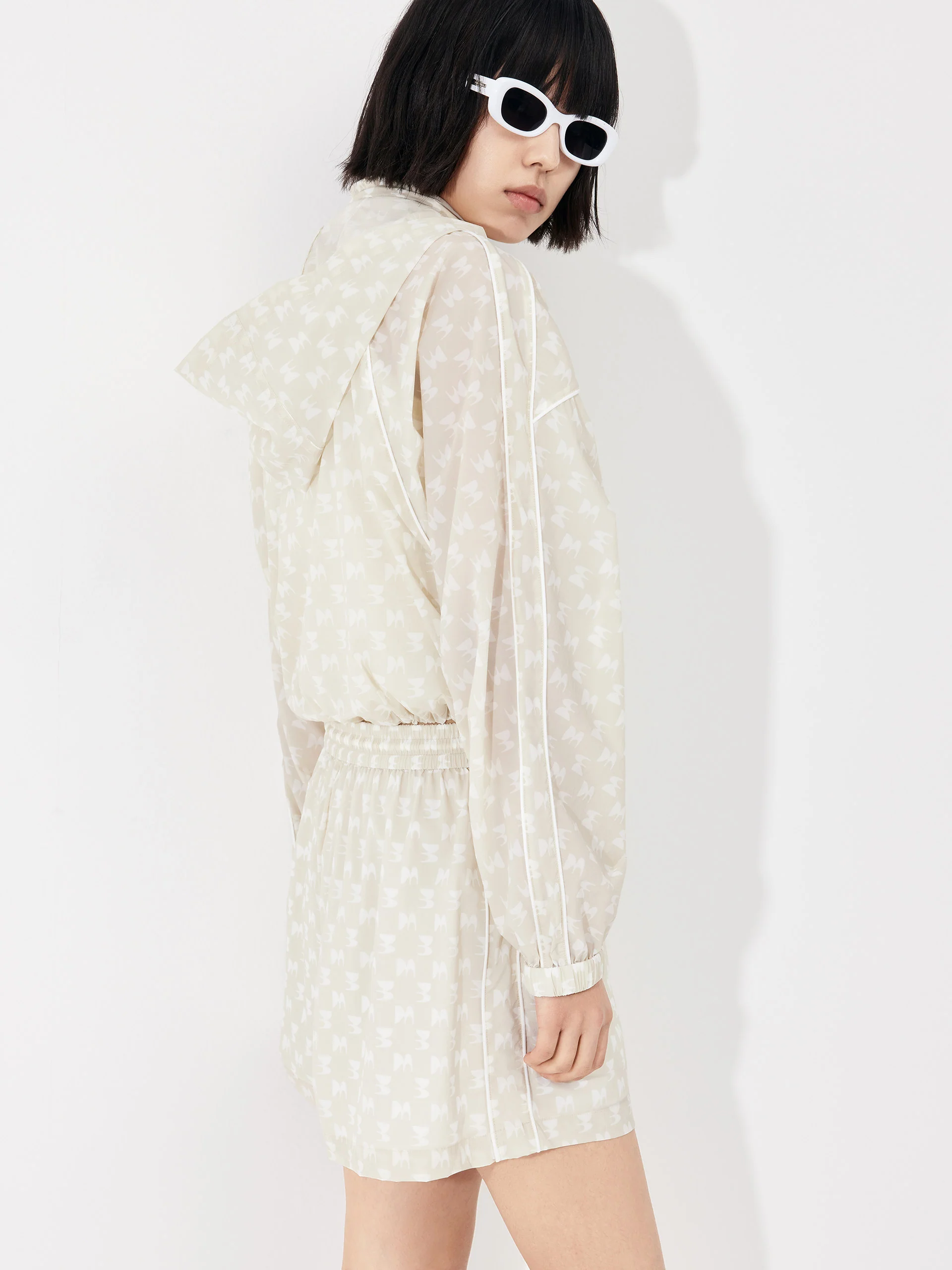 Printed Sheer Hoodie Jacket - Image 14