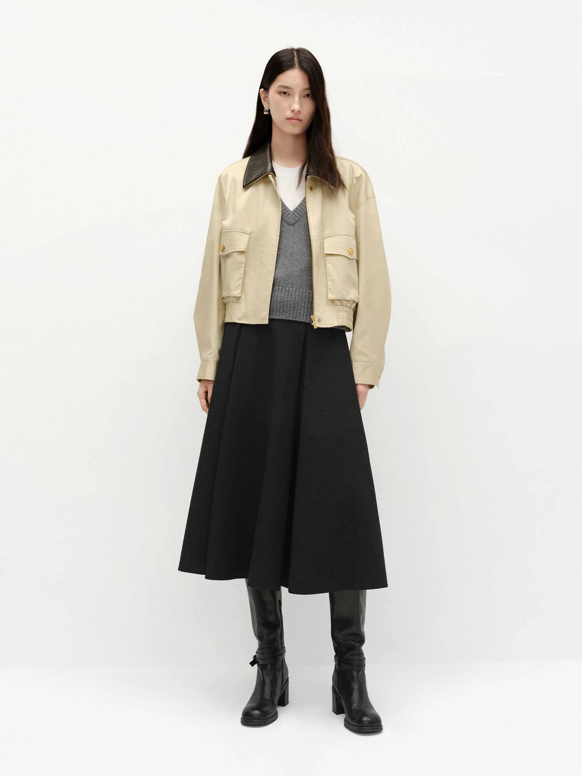 PU Collar Short Jacket - Image 2