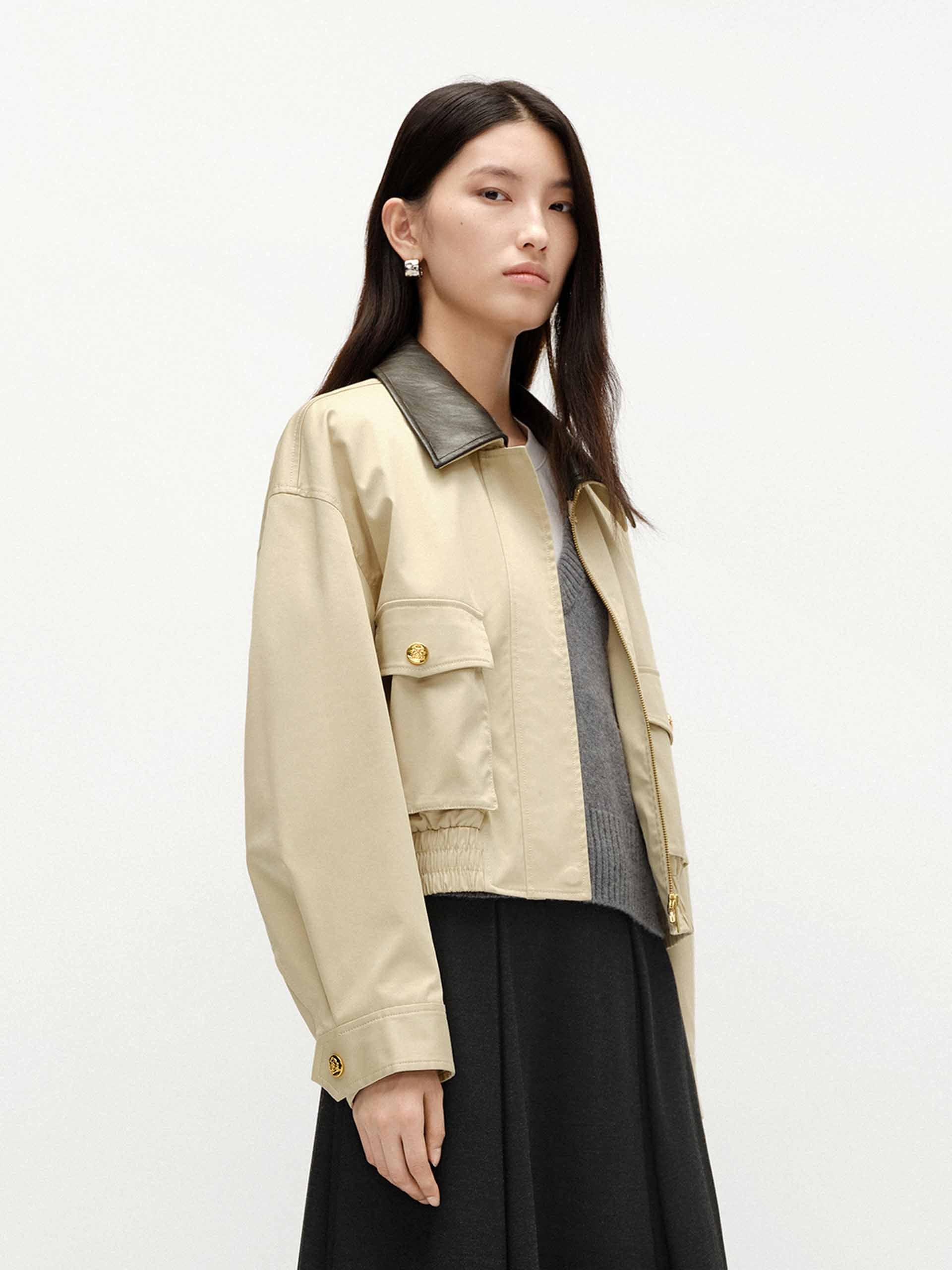 PU Collar Short Jacket - Image 6