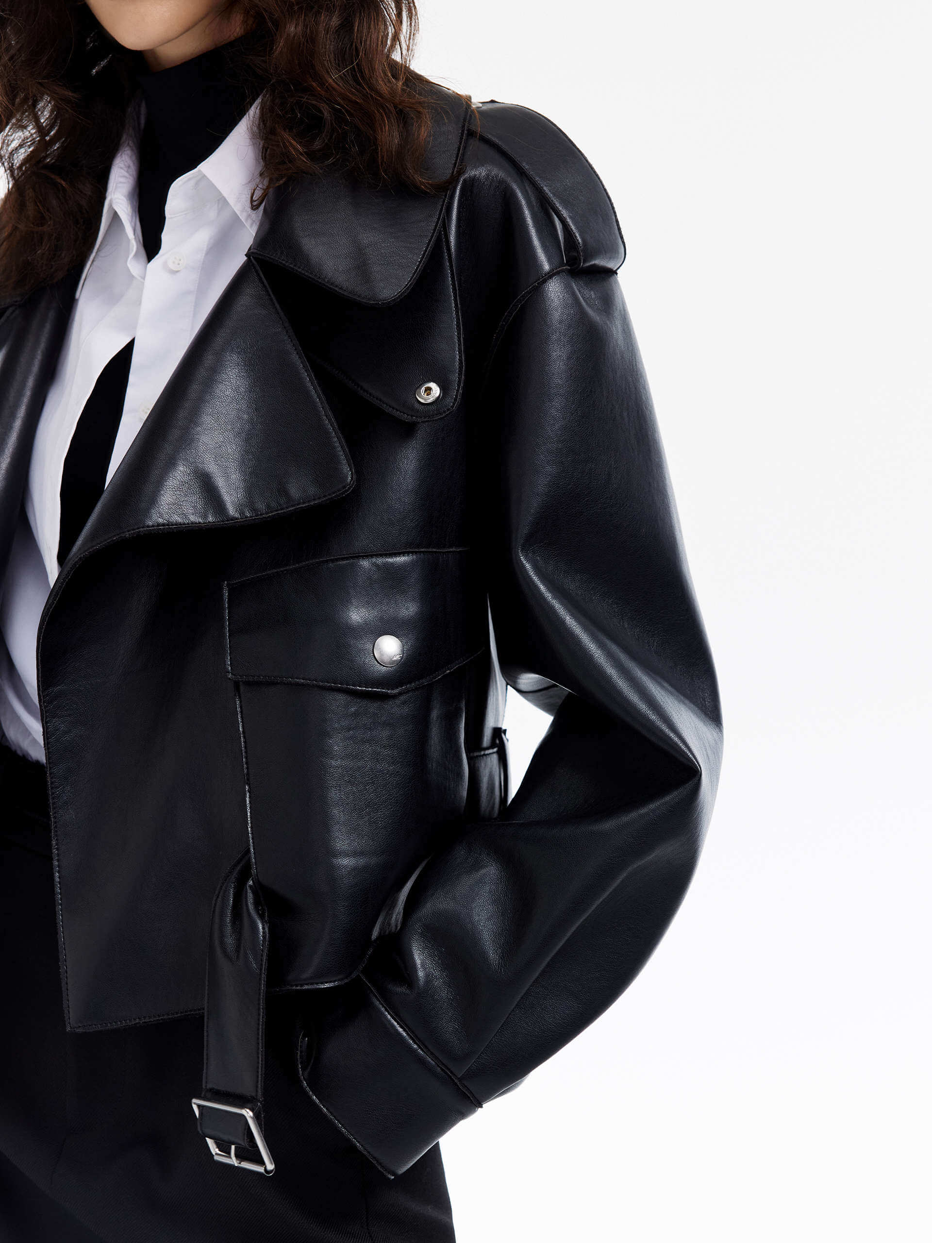 PU Leather Cropped Jacket - Image 7