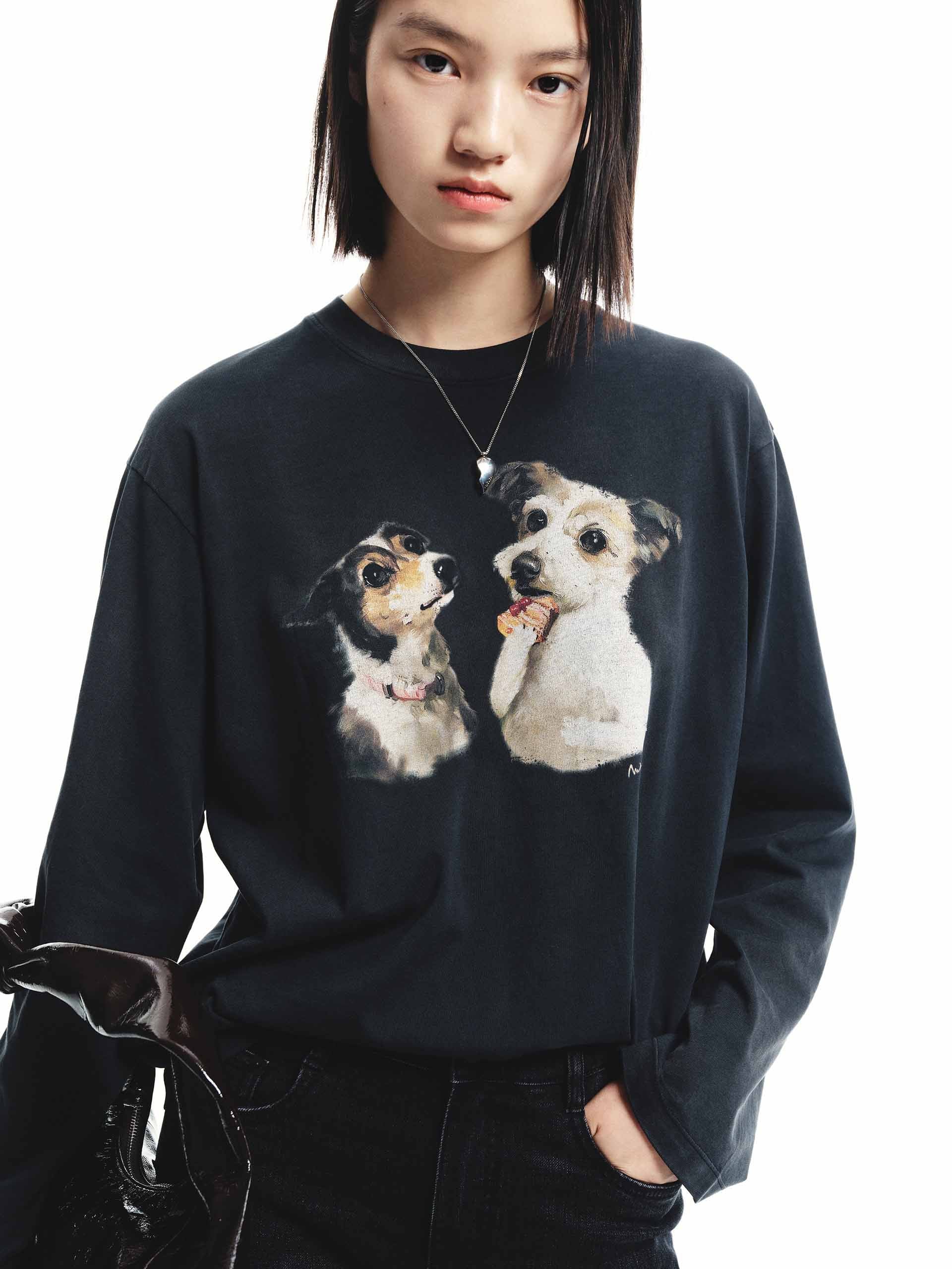 Puppy Print Loose T-shirt - Image 17