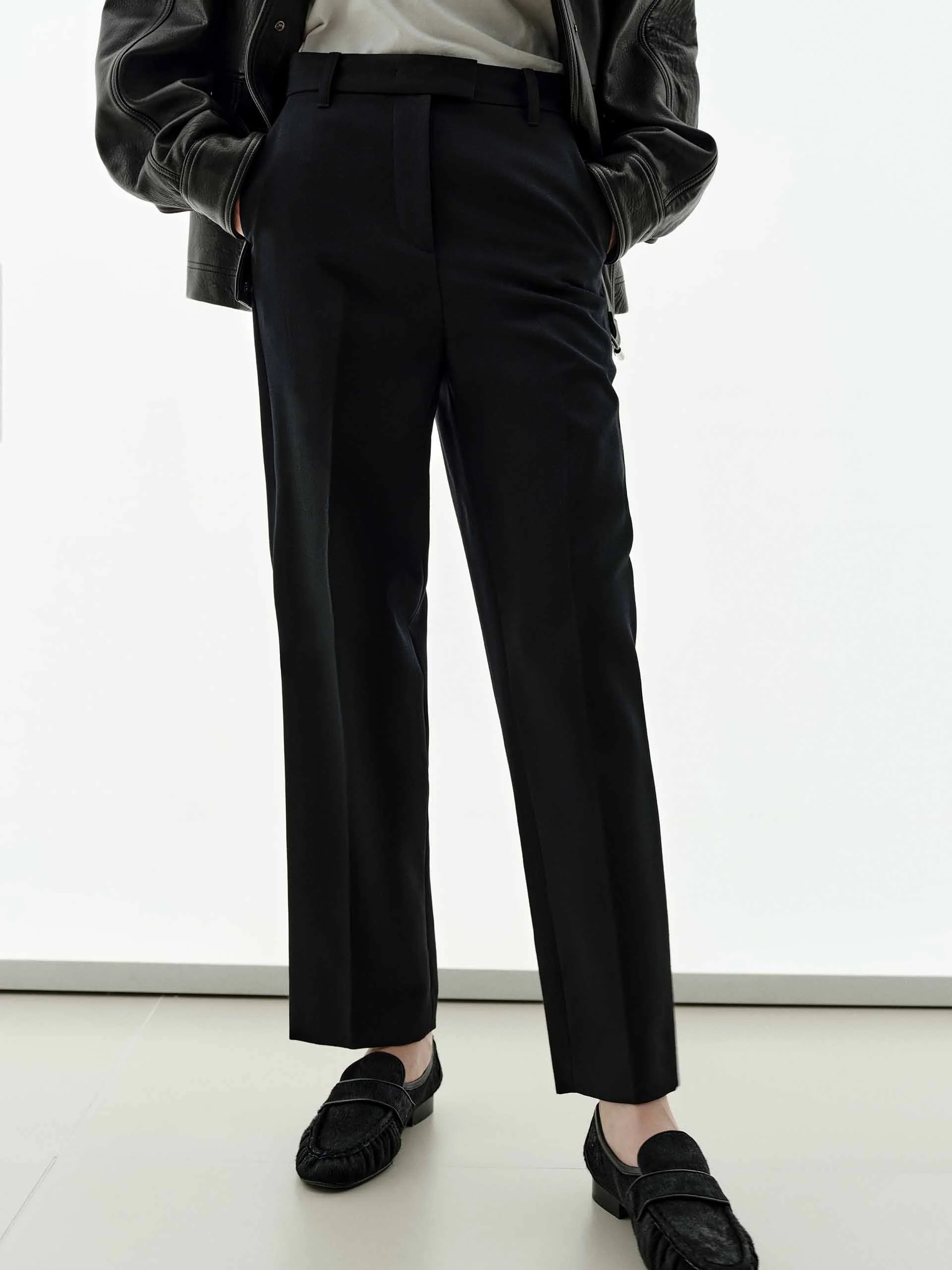 Pure Wool Tapered Trousers
