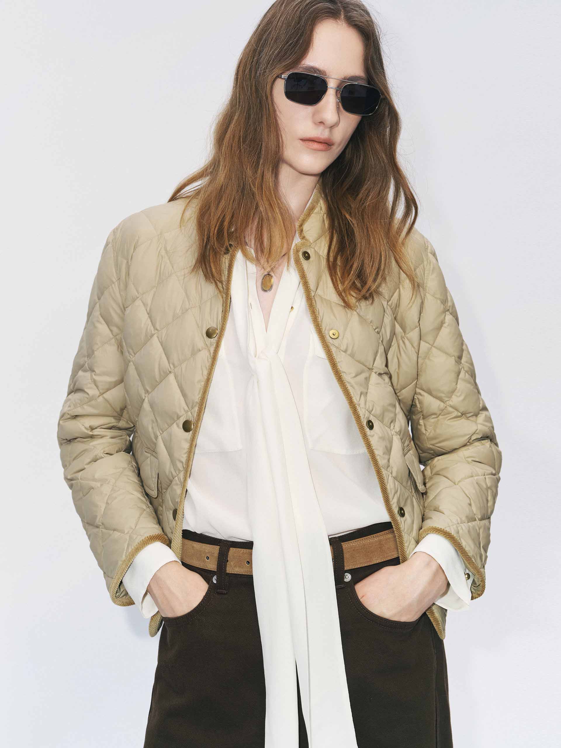 Quilted Mock Neck Down Jacket