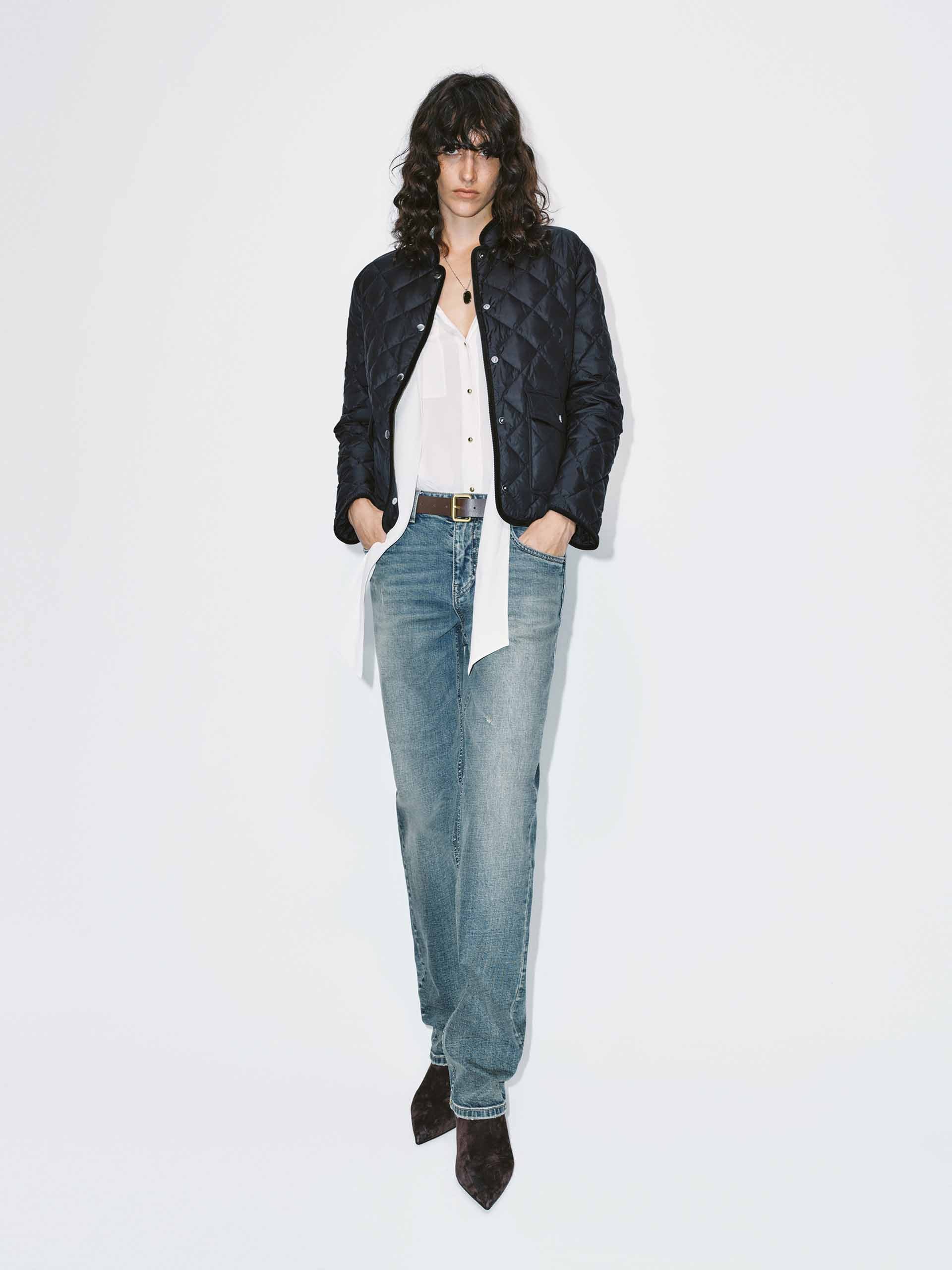 Quilted Mock Neck Down Jacket - Image 10