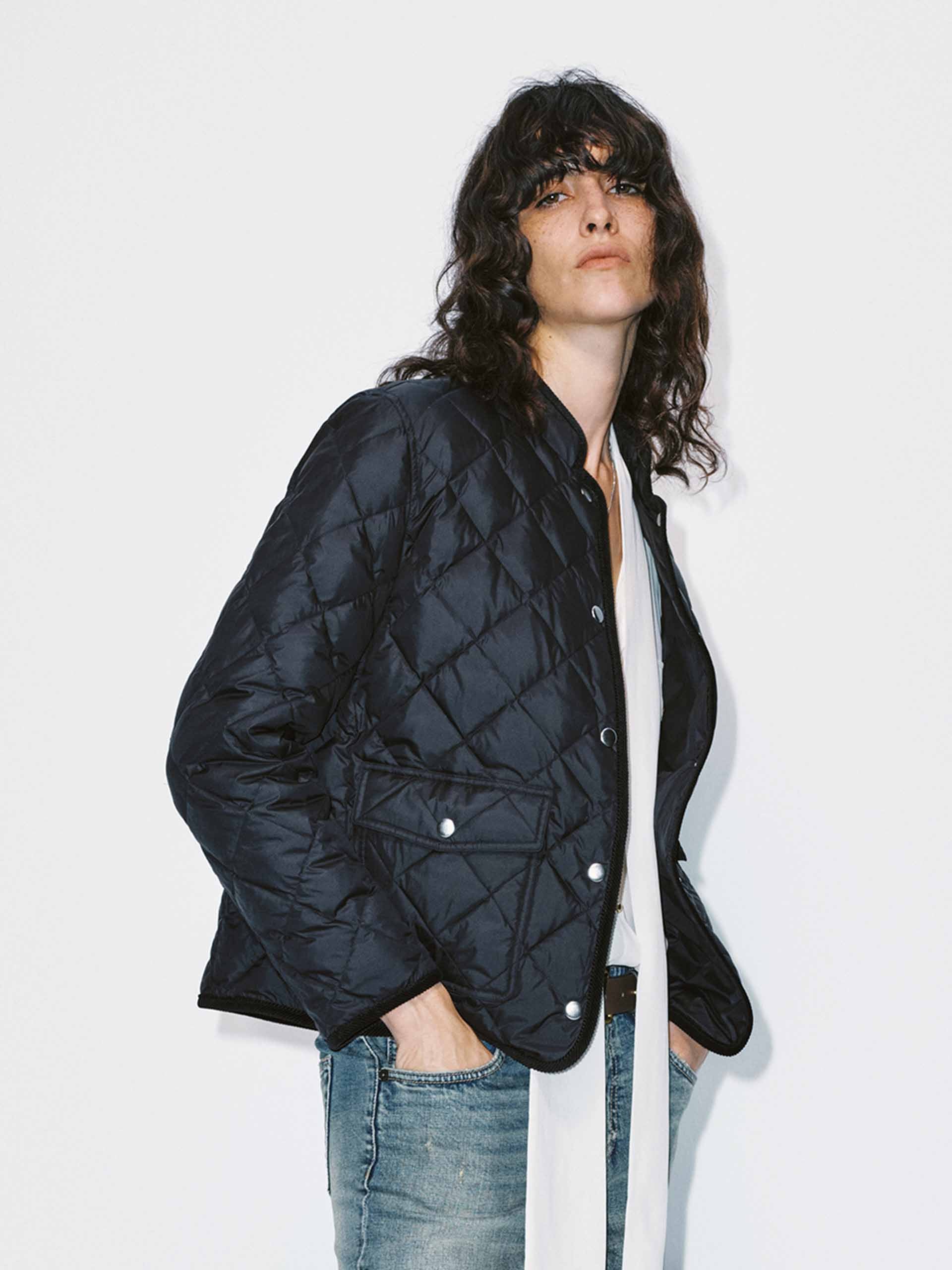 Quilted Mock Neck Down Jacket - Image 11