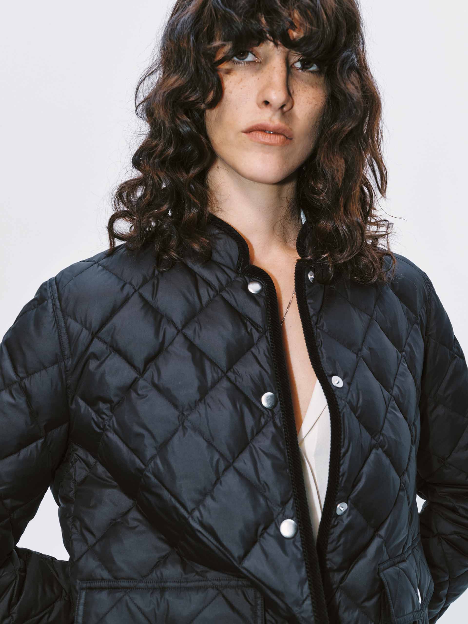 Quilted Mock Neck Down Jacket - Image 15