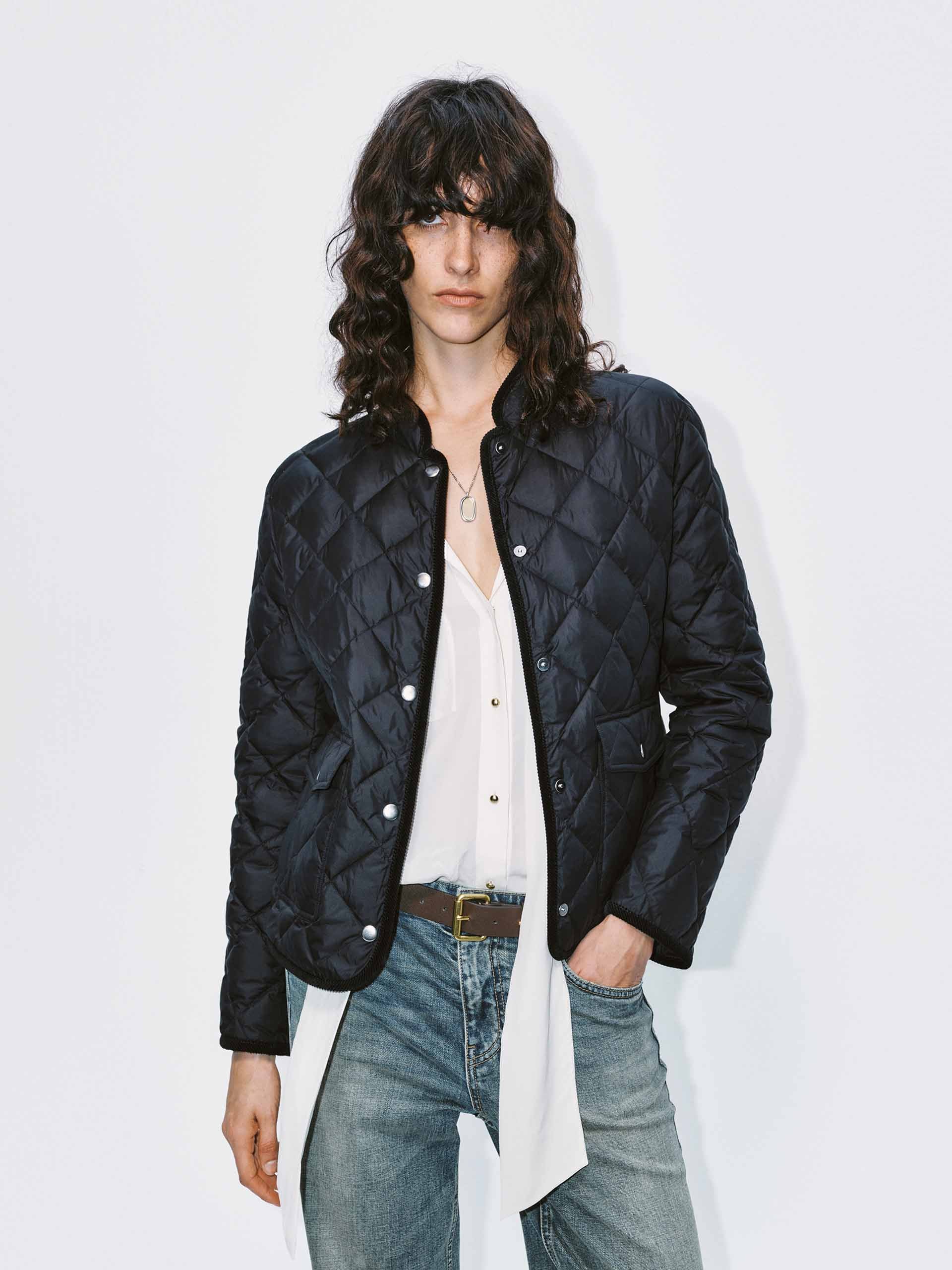 Quilted Mock Neck Down Jacket - Image 9