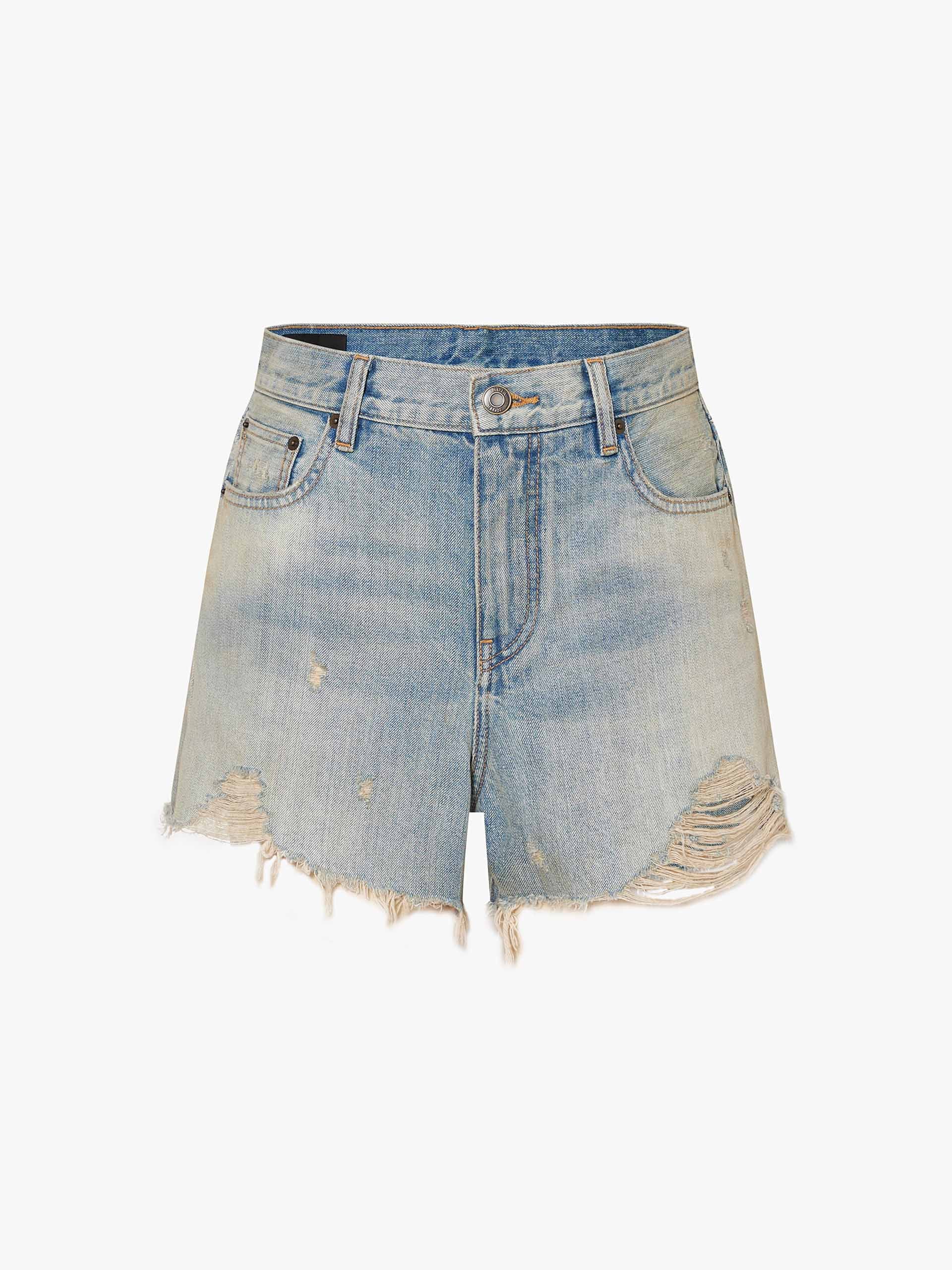 Raw-edge Denim Shorts - Image 3