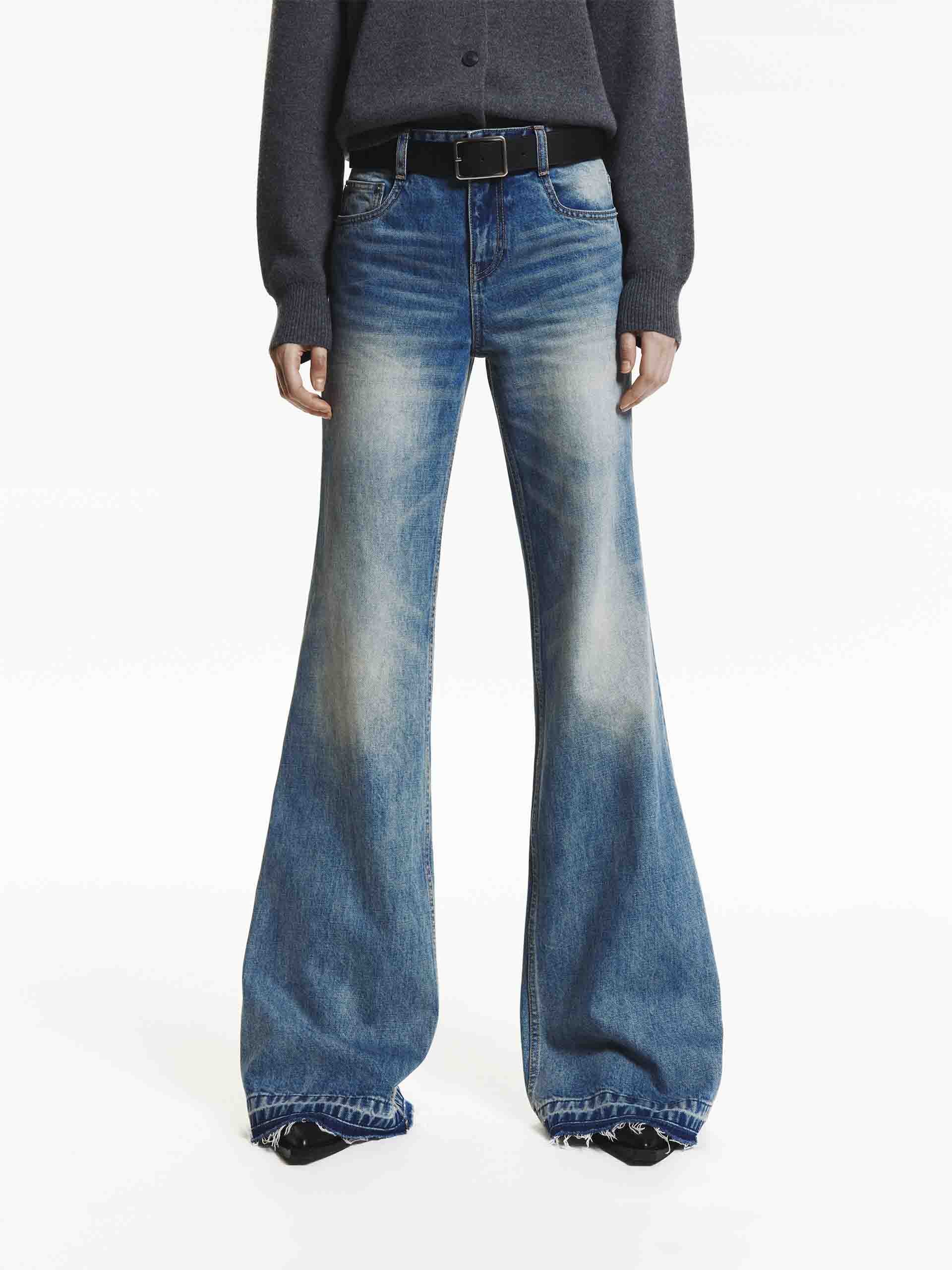 Raw Hem Flare Jeans