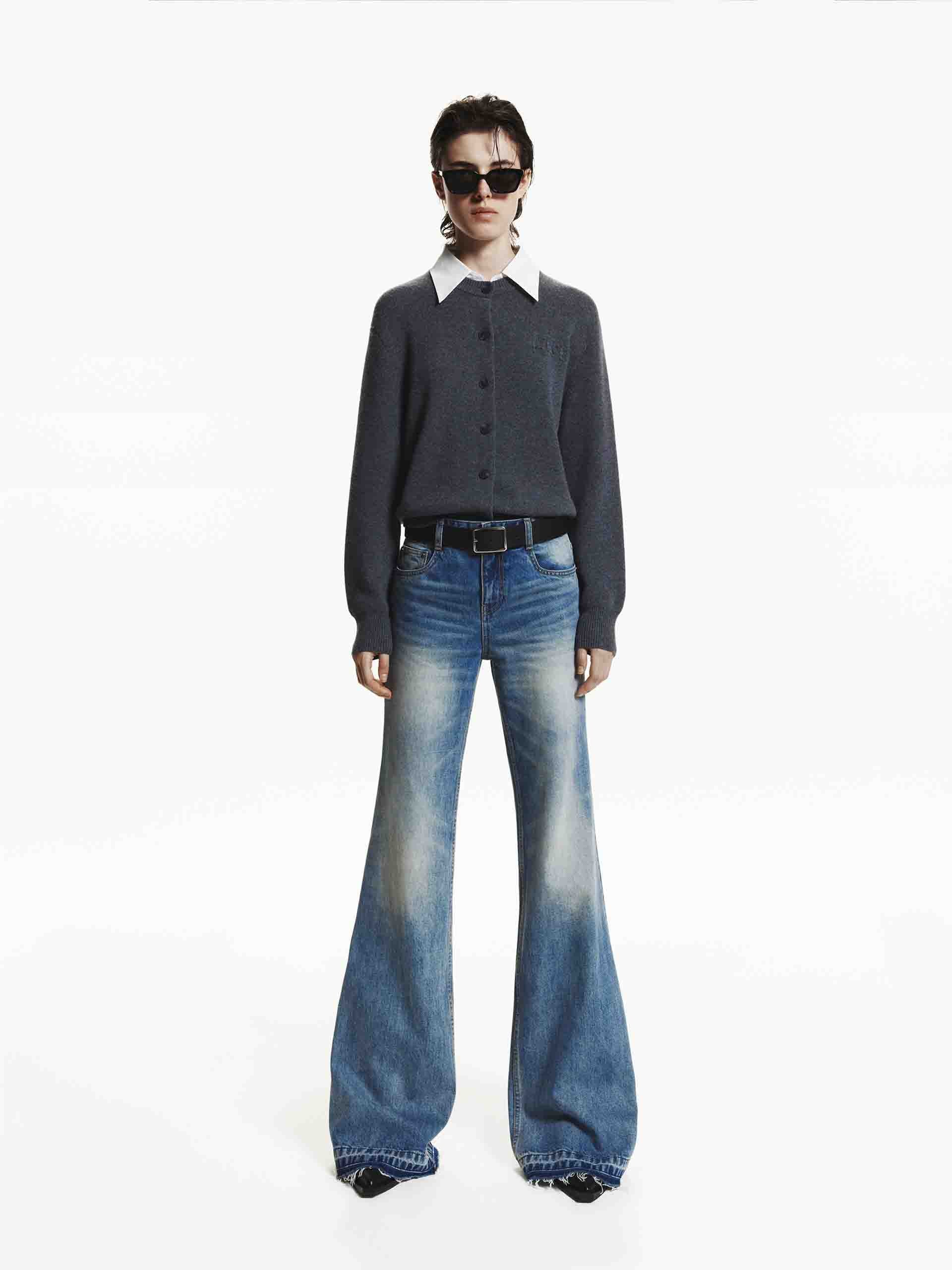 Raw Hem Flare Jeans - Image 2